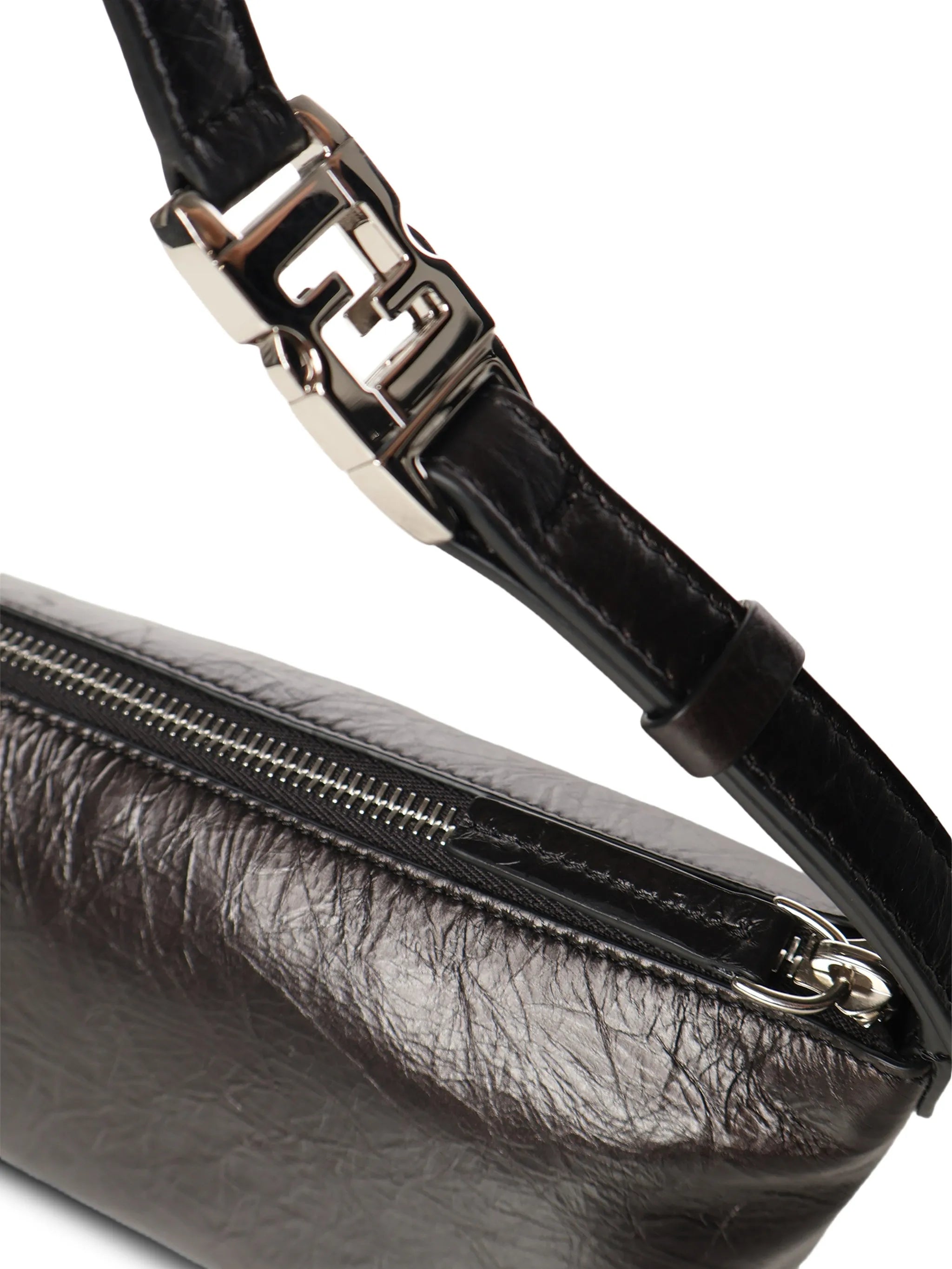 Fendi Fendi Vanity Pouch Small Crackled Black Leather Bag, view 2