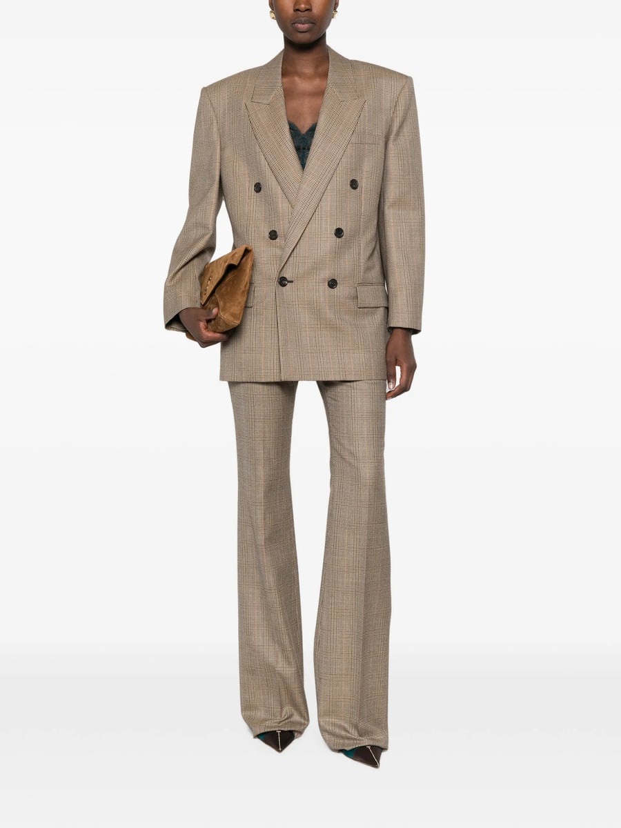Saint Laurent Saint Laurent Check-pattern Flared Trousers, view 2
