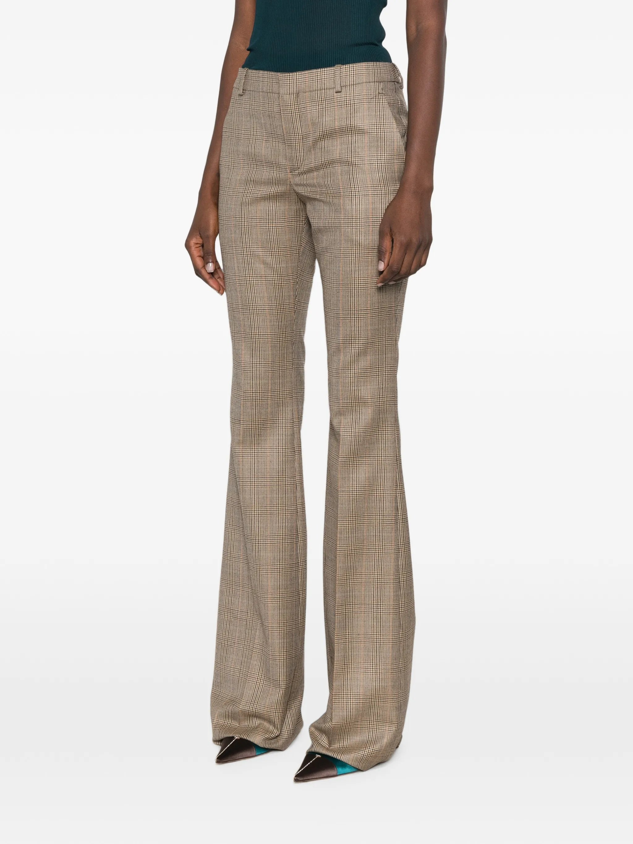 Saint Laurent Saint Laurent Check-pattern Flared Trousers, view 2