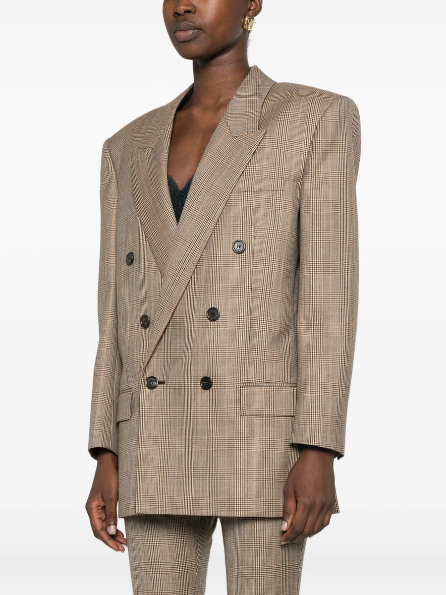 Saint Laurent Saint Laurent Check-pattern Double-breasted Blazer, view 2