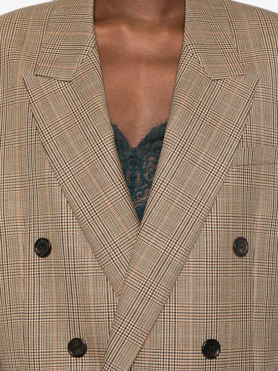 Saint Laurent Saint Laurent Check-pattern Double-breasted Blazer, view 3
