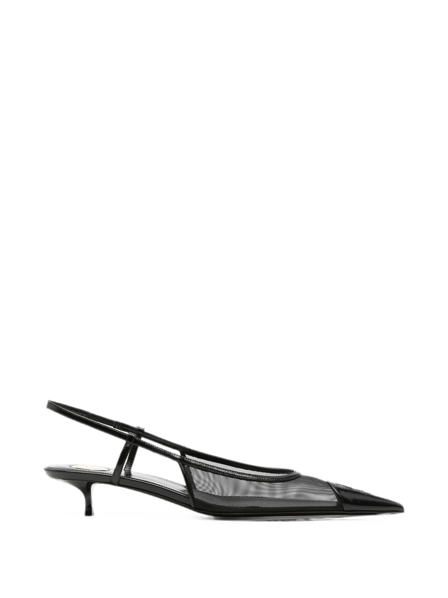 Saint Laurent Saint Laurent Mesh-panelled Pointed-toe Slingback Pumps