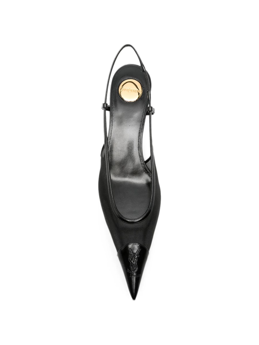 Saint Laurent Saint Laurent Mesh-panelled Pointed-toe Slingback Pumps, view 4