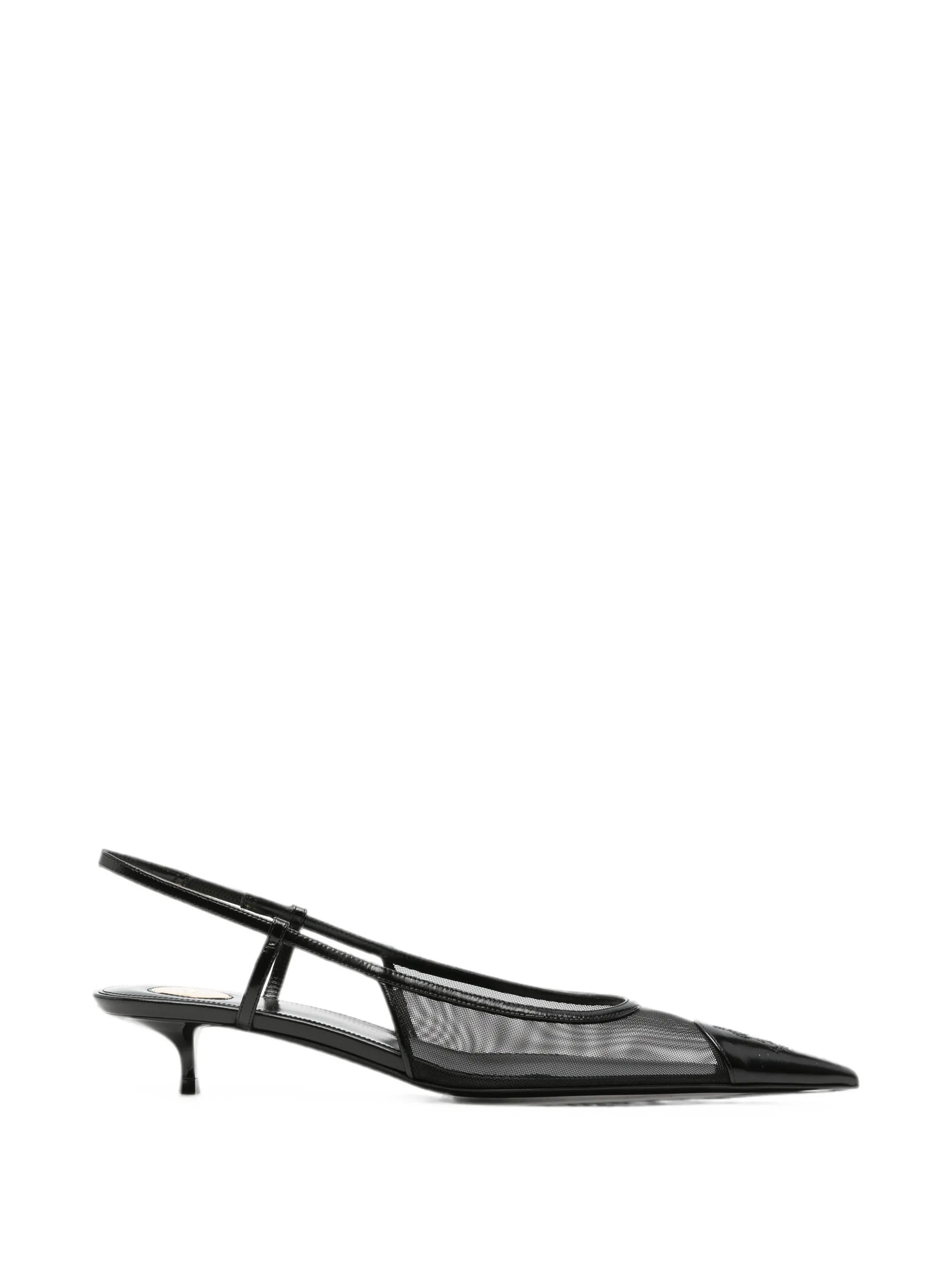 Saint Laurent Saint Laurent Mesh-panelled Pointed-toe Slingback Pumps
