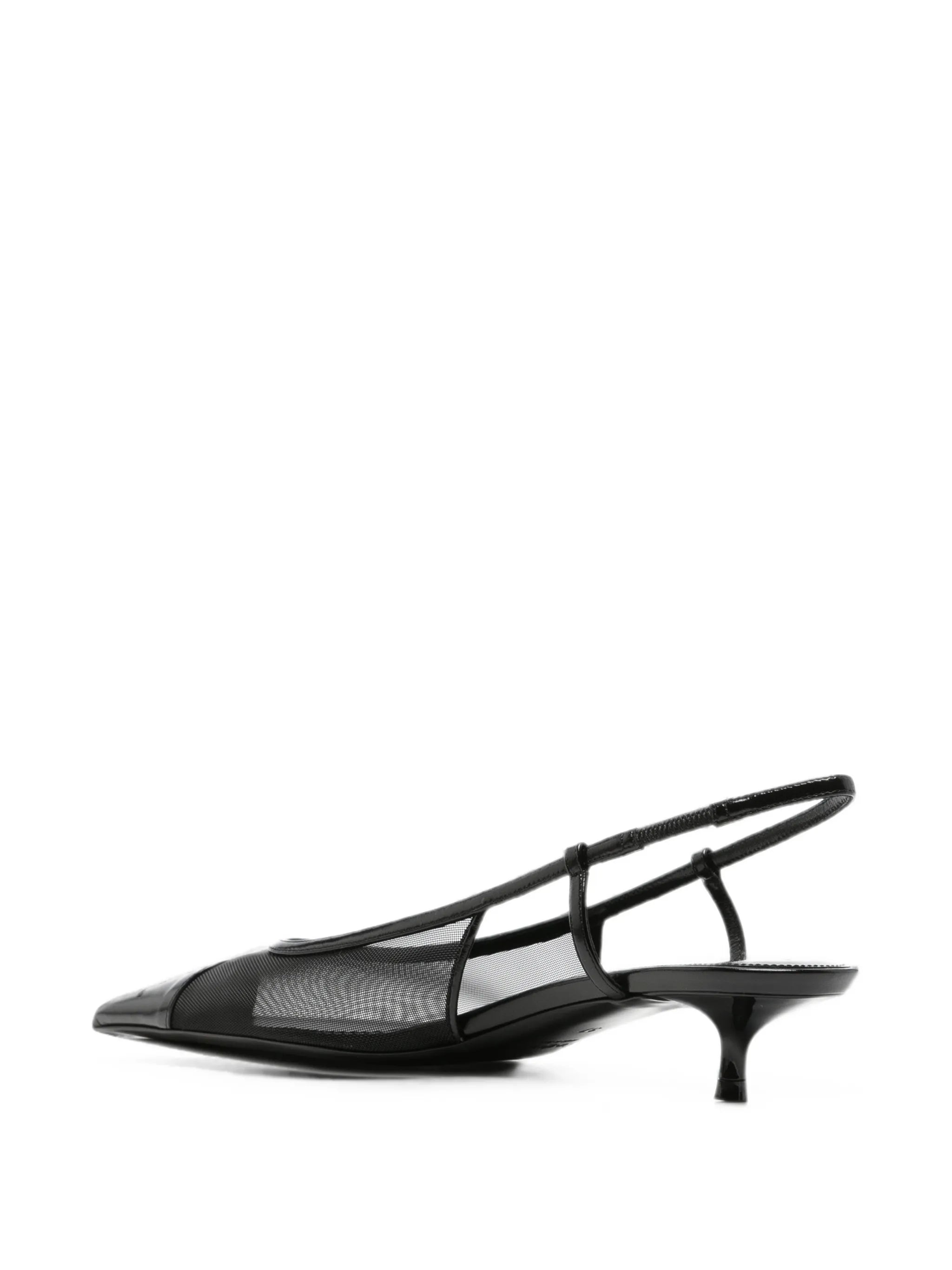 Saint Laurent Saint Laurent Mesh-panelled Pointed-toe Slingback Pumps, view 2