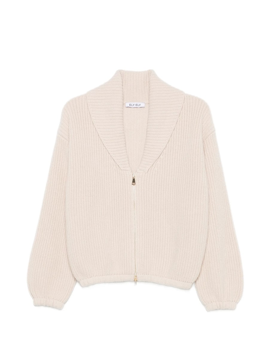 Ely Ely Ely Ely Ribbed-knit Zip-up Cardigan