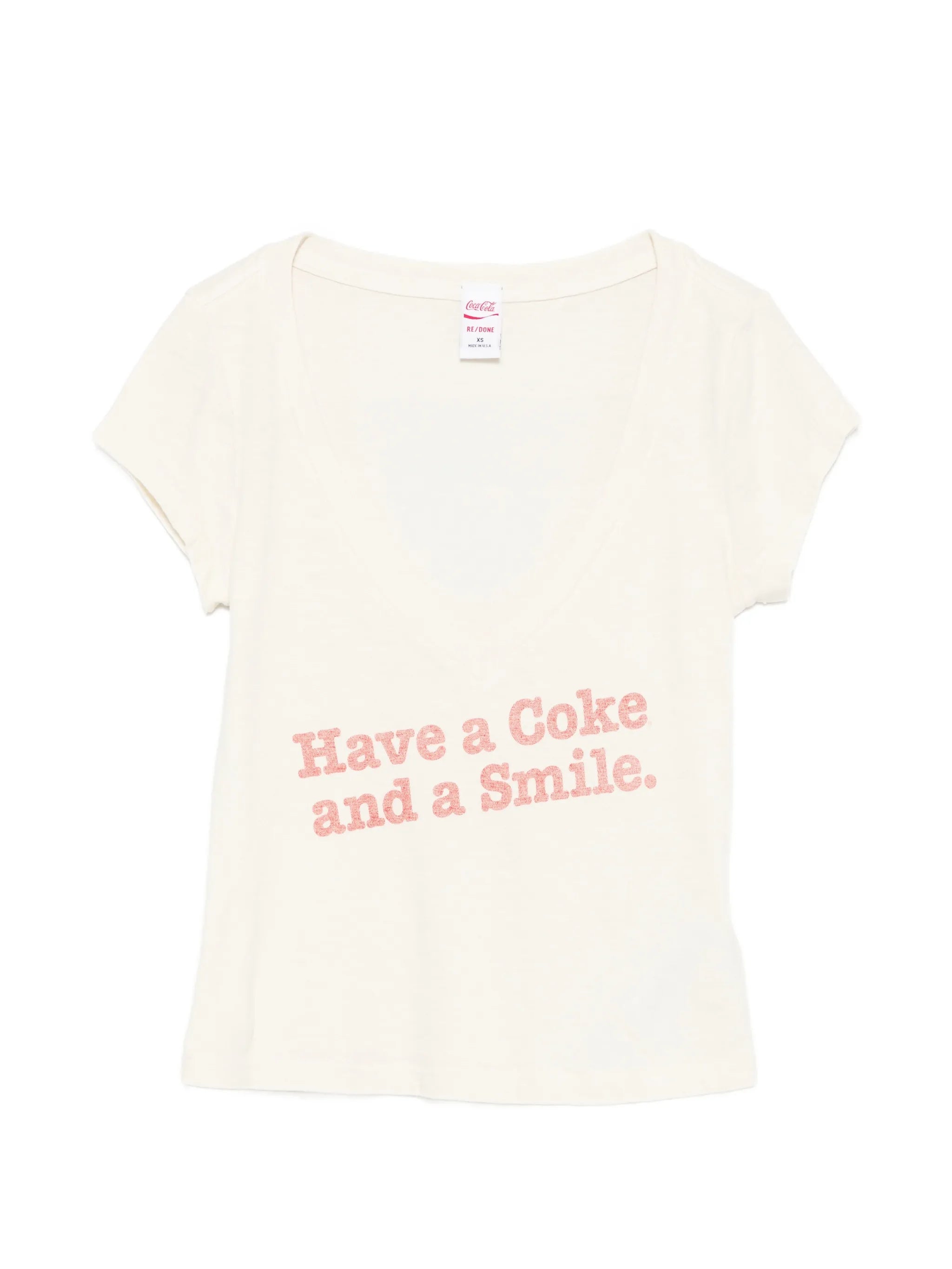 Re/done Re/done X Coca Cola Slogan-print V-neck T-shirt