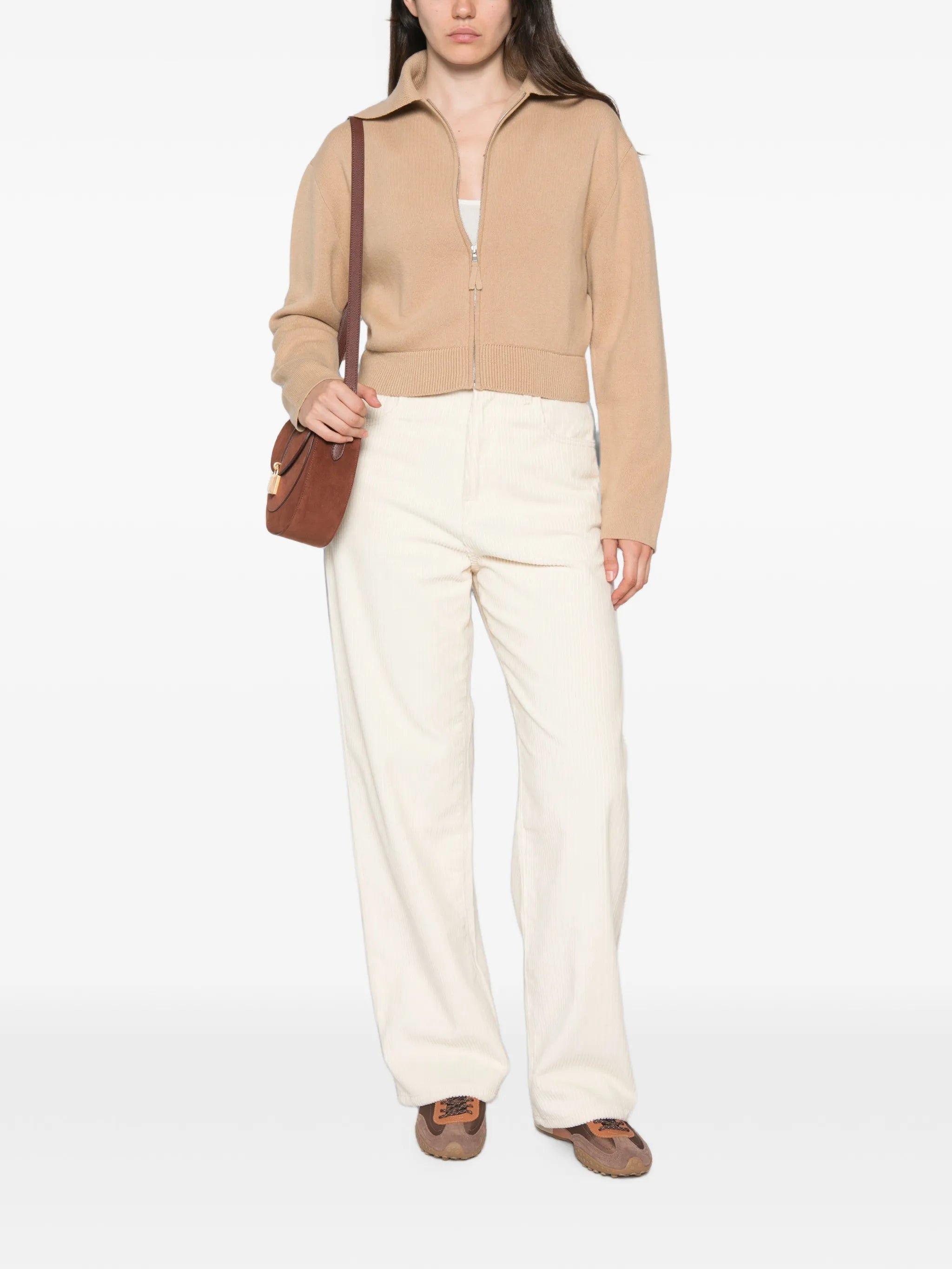 Allude Allude Zip-up Ribbed-trim Cardigan, view 2