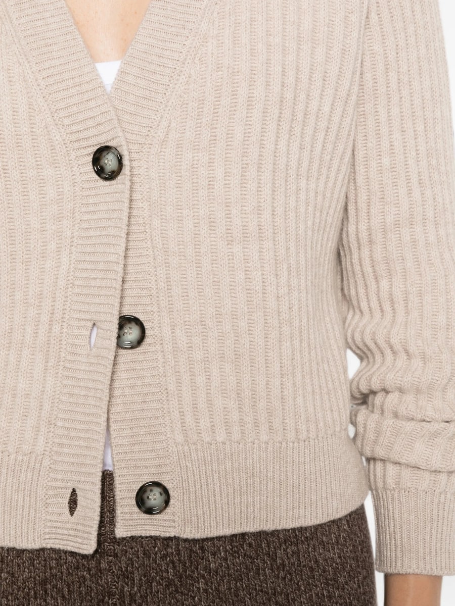 Allude Allude Ribbed-knit V-neck Cardigan, view 4