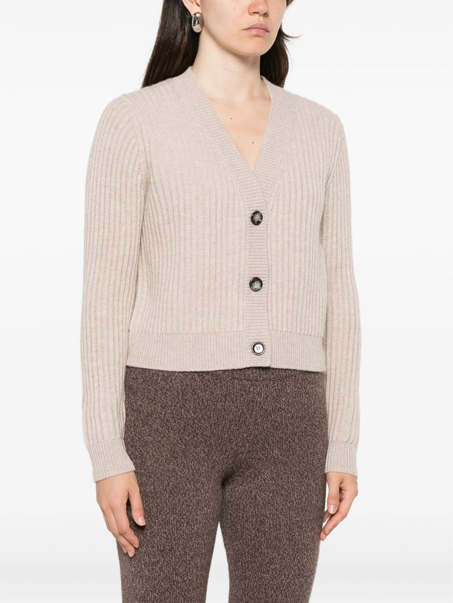 Allude Allude Ribbed-knit V-neck Cardigan, view 5