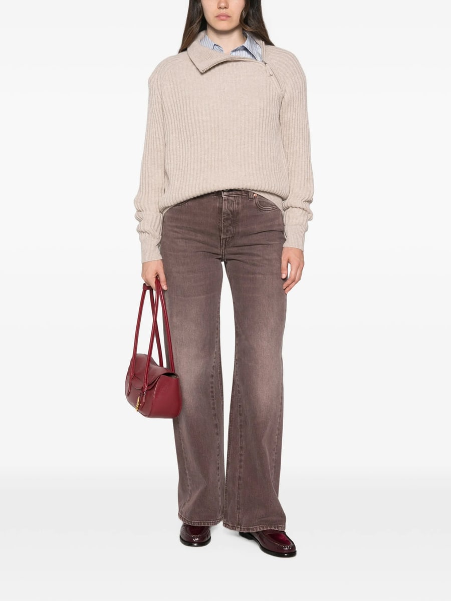 Allude Allude Ribbed Zip-neck Sweater, view 3