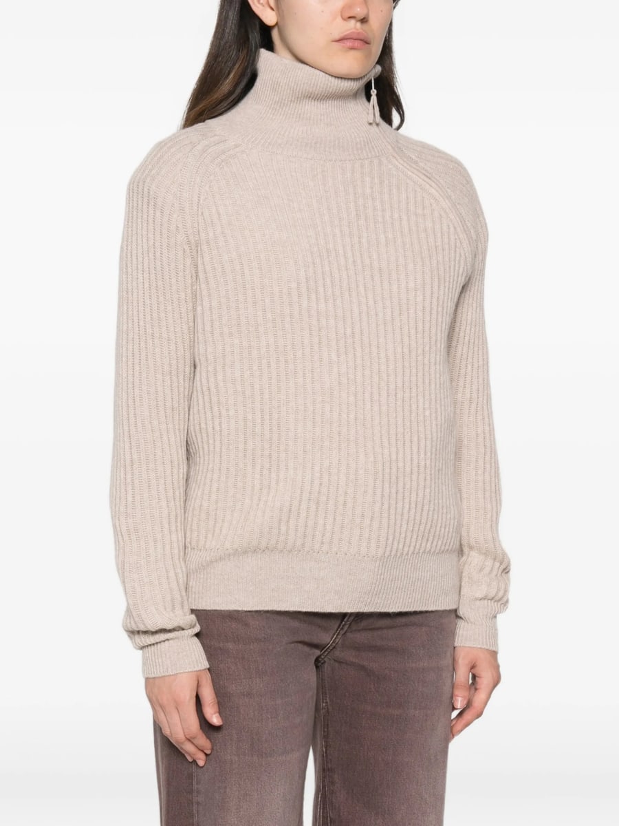 Allude Allude Ribbed Zip-neck Sweater, view 4