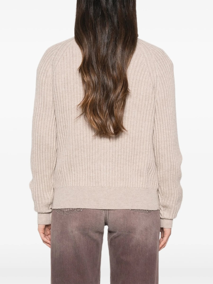 Allude Allude Ribbed Zip-neck Sweater, view 5