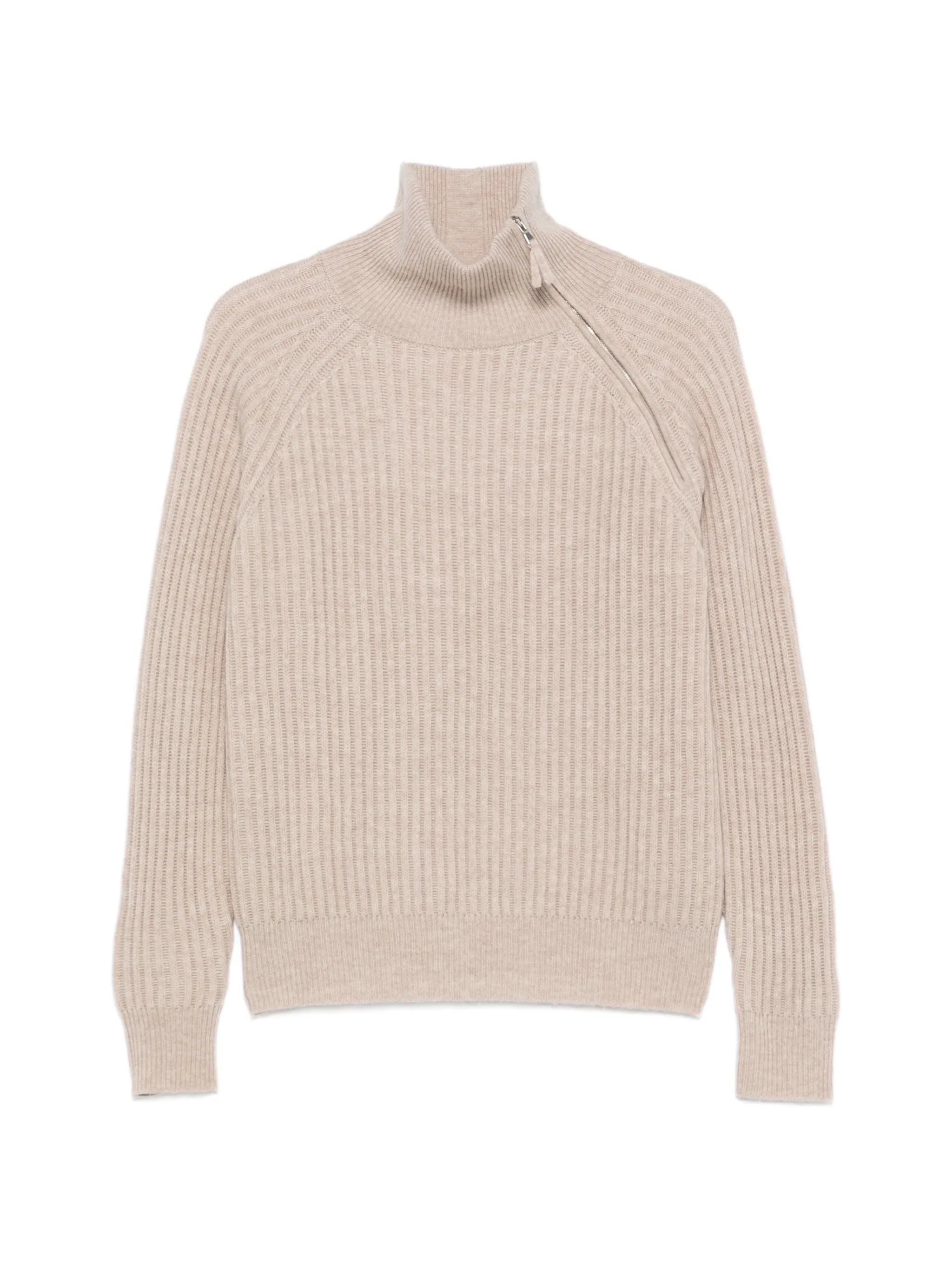 Allude Allude Ribbed Zip-neck Sweater