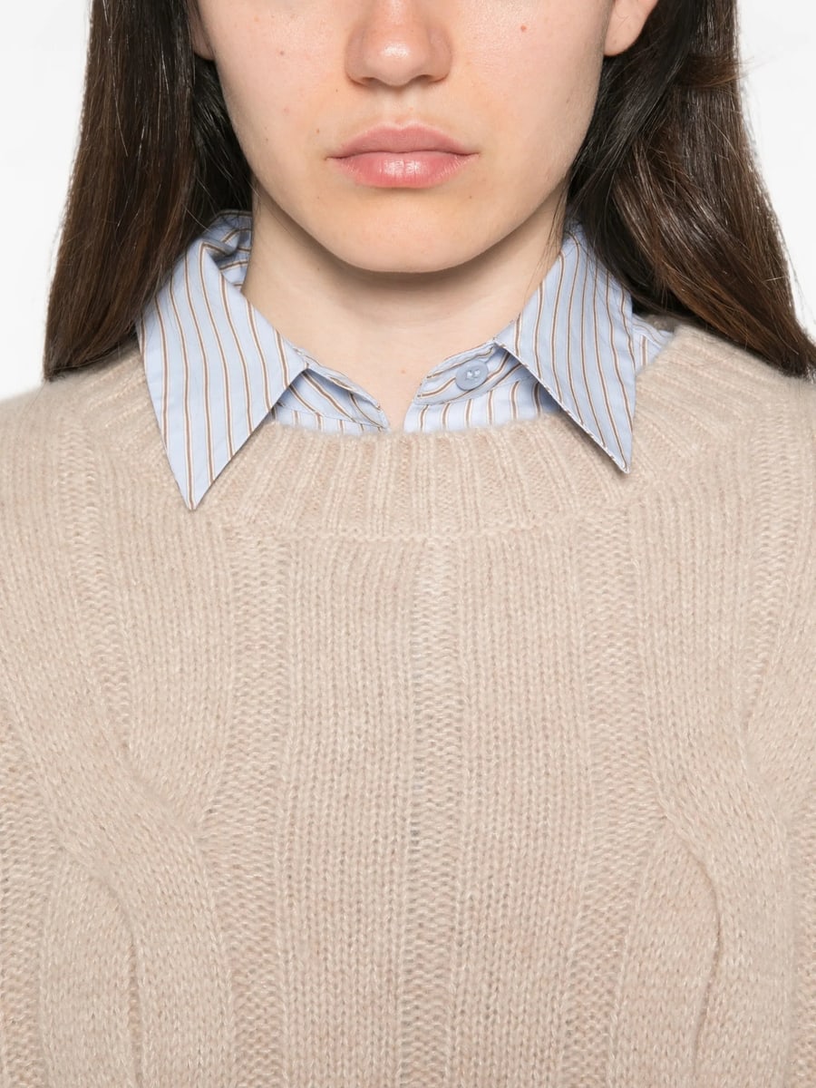 Allude Allude Cable-knit Drop-shoulder Sweater, view 3