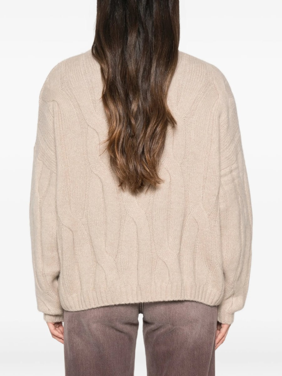 Allude Allude Cable-knit Drop-shoulder Sweater, view 4