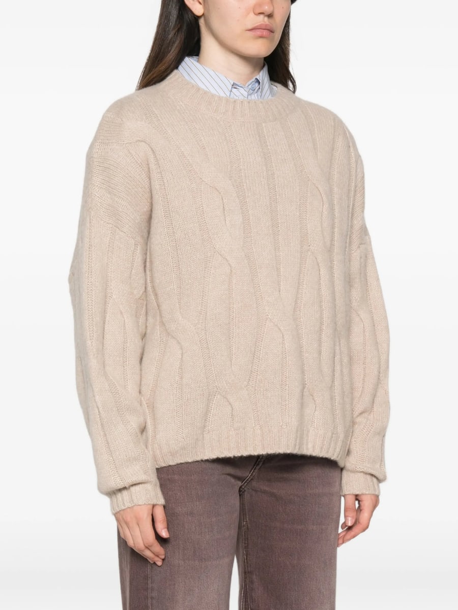 Allude Allude Cable-knit Drop-shoulder Sweater, view 5