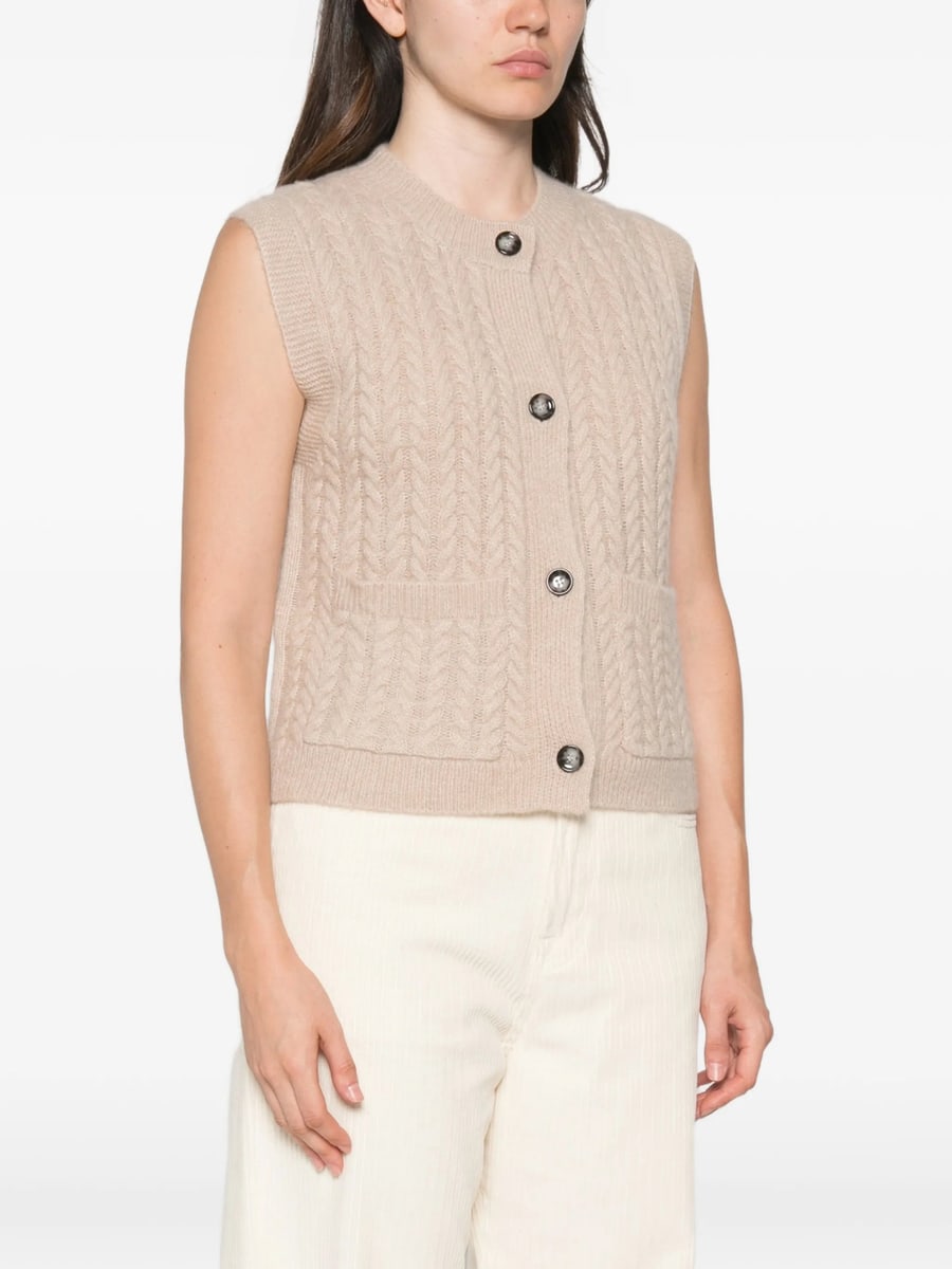 Allude Allude Cable-knit Button-up Cardigan, view 4