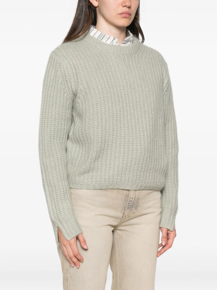 Allude Allude Ribbed-knit Crew-neck Sweater, view 5