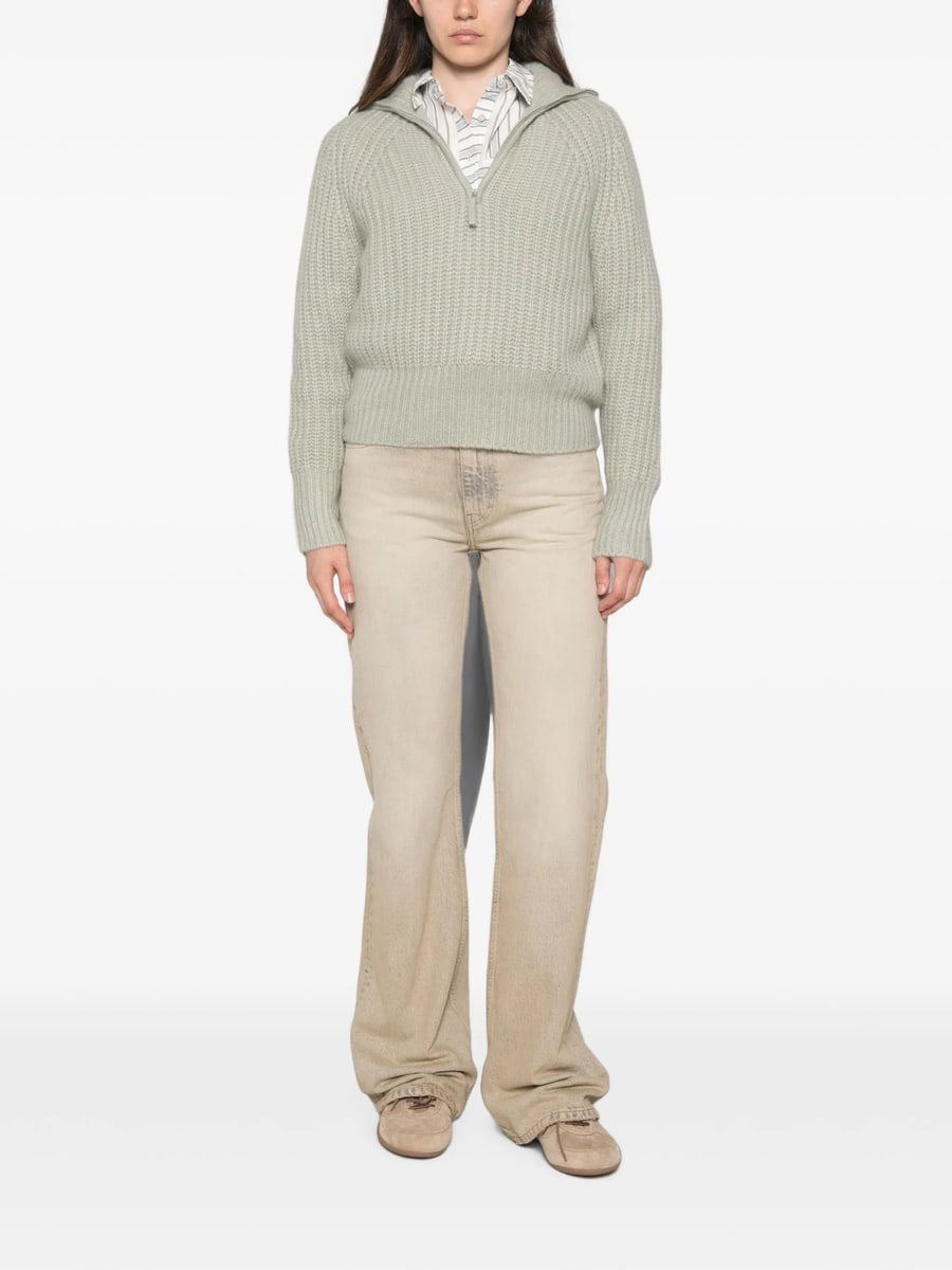 Allude Allude Ribbed-knit Zip-up Sweater, view 3