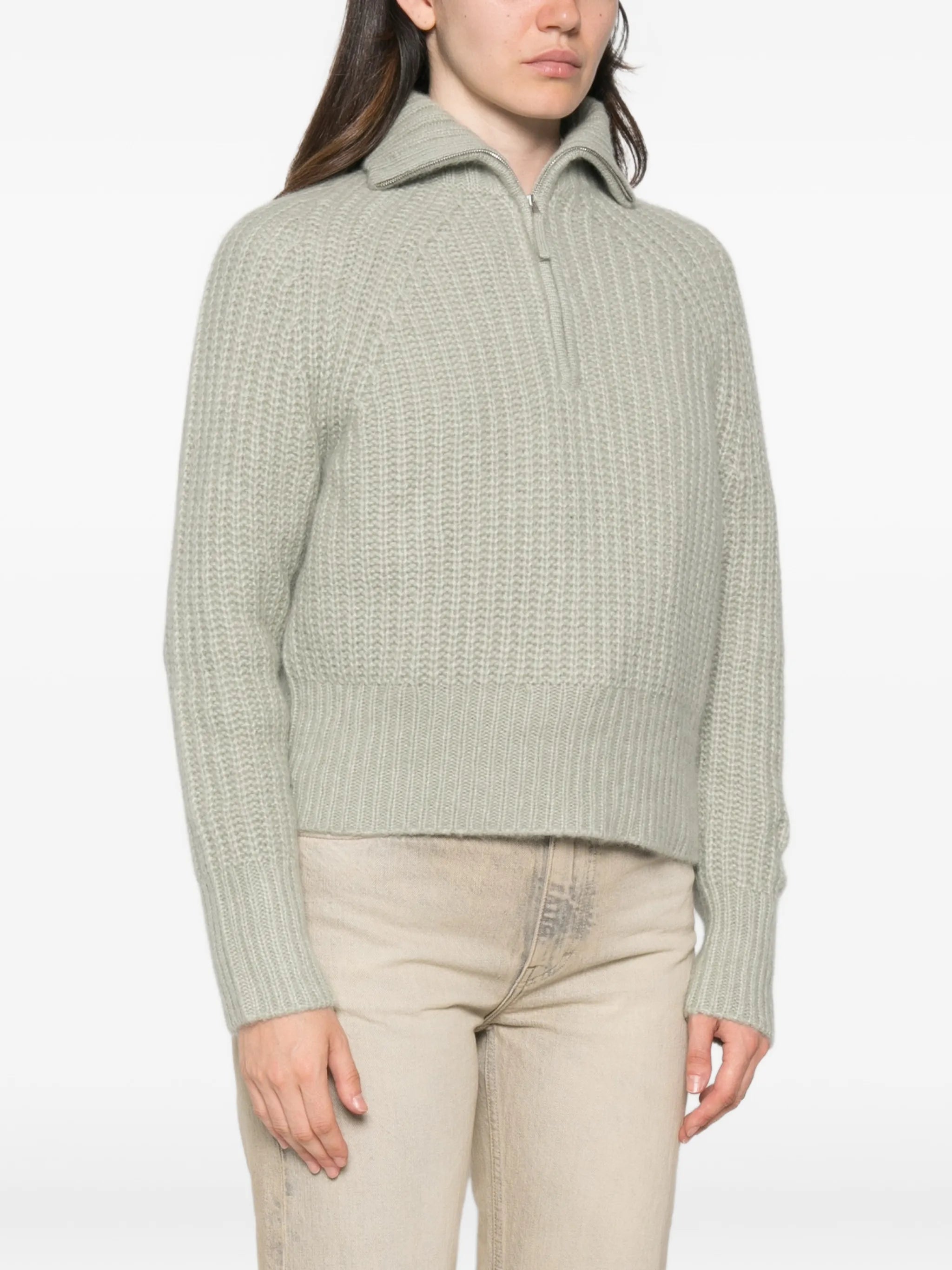 Allude Allude Ribbed-knit Zip-up Sweater, view 2