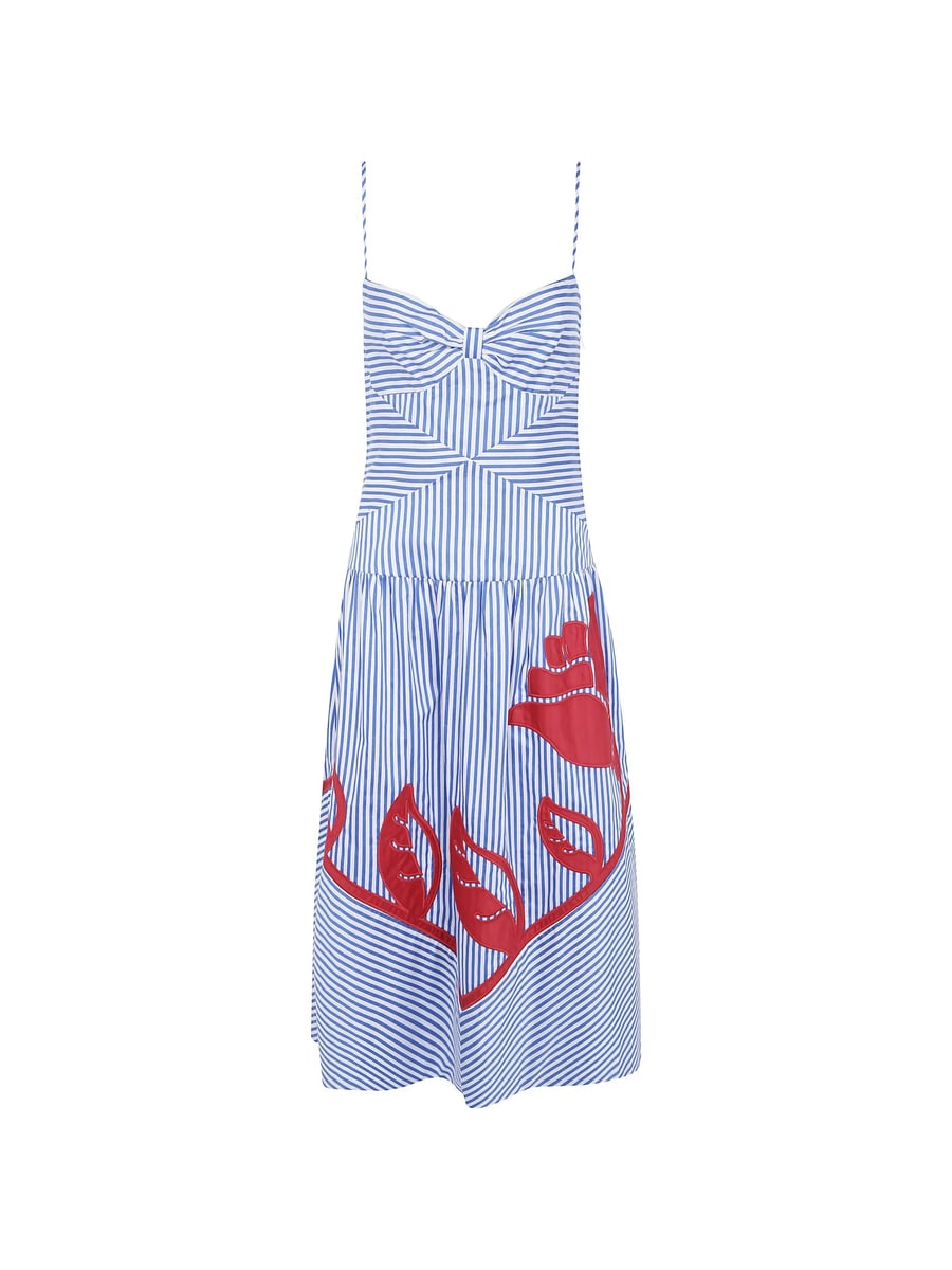 Farm Rio Farm Rio Stripe-print Appliqué Dress