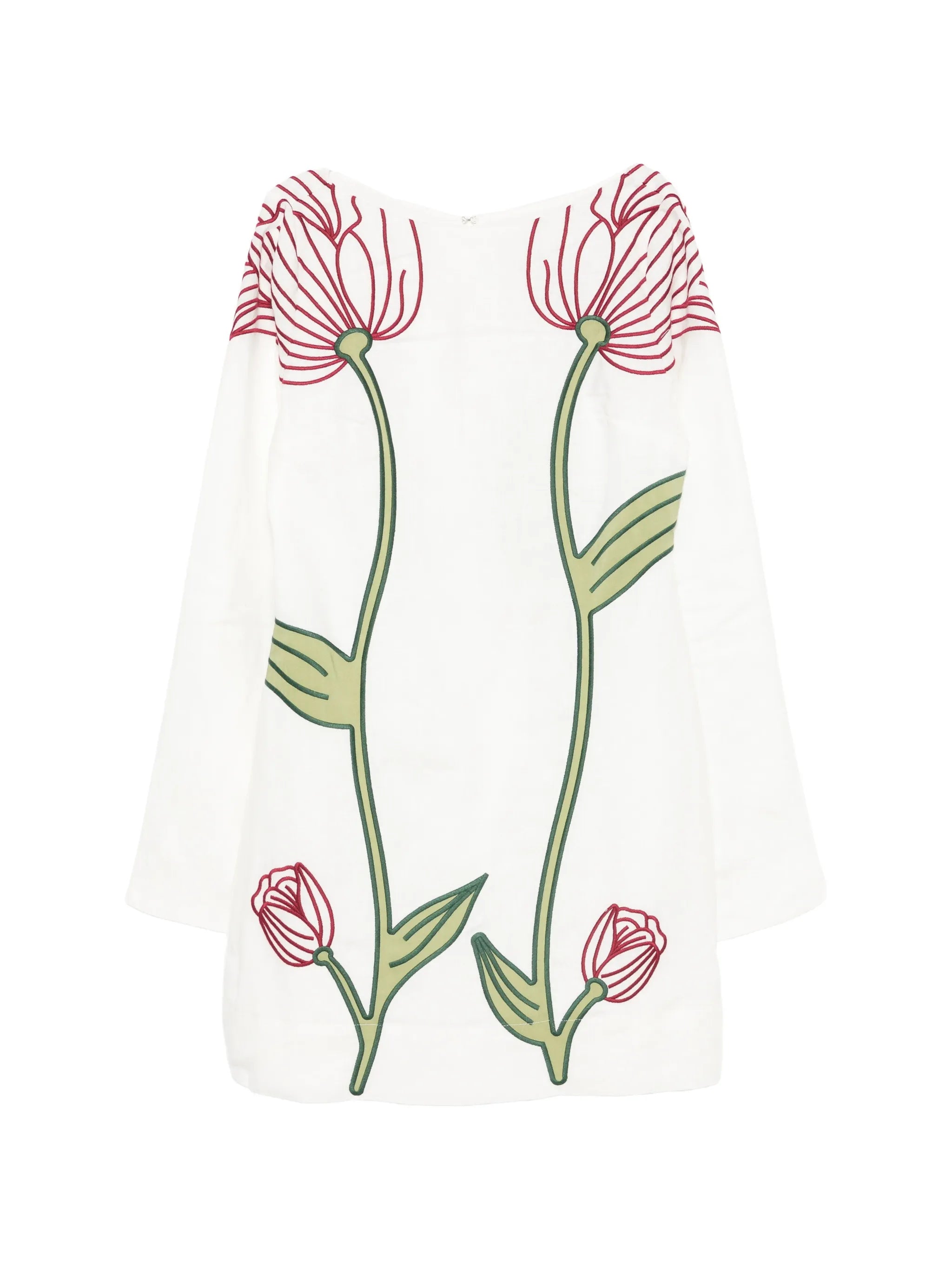 Farm Rio Farm Rio Embroidered Floral-patch Mini Dress