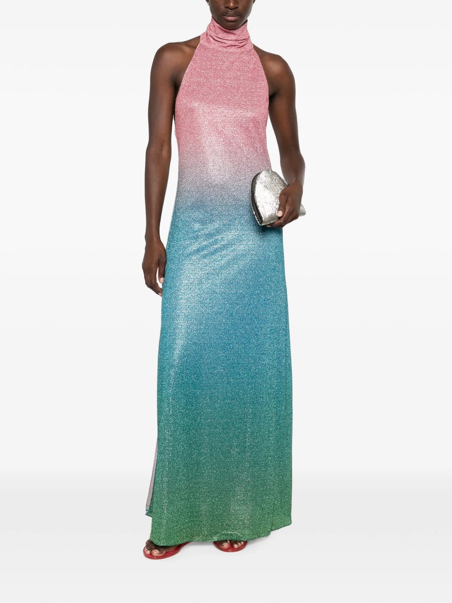 Oséree Oséree Gradient-effect Halterneck Maxi Dress, view 3