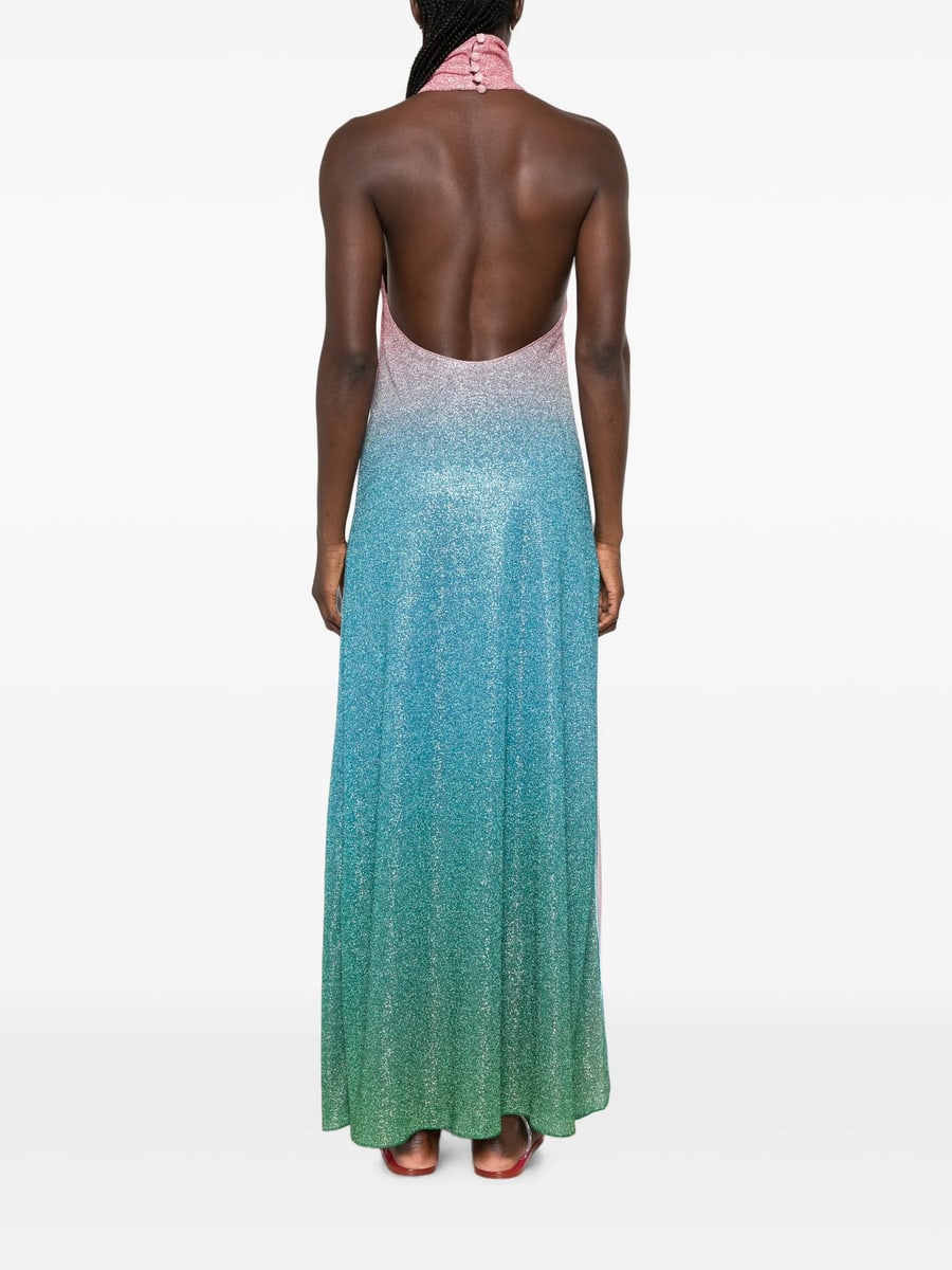 Oséree Oséree Gradient-effect Halterneck Maxi Dress, view 4