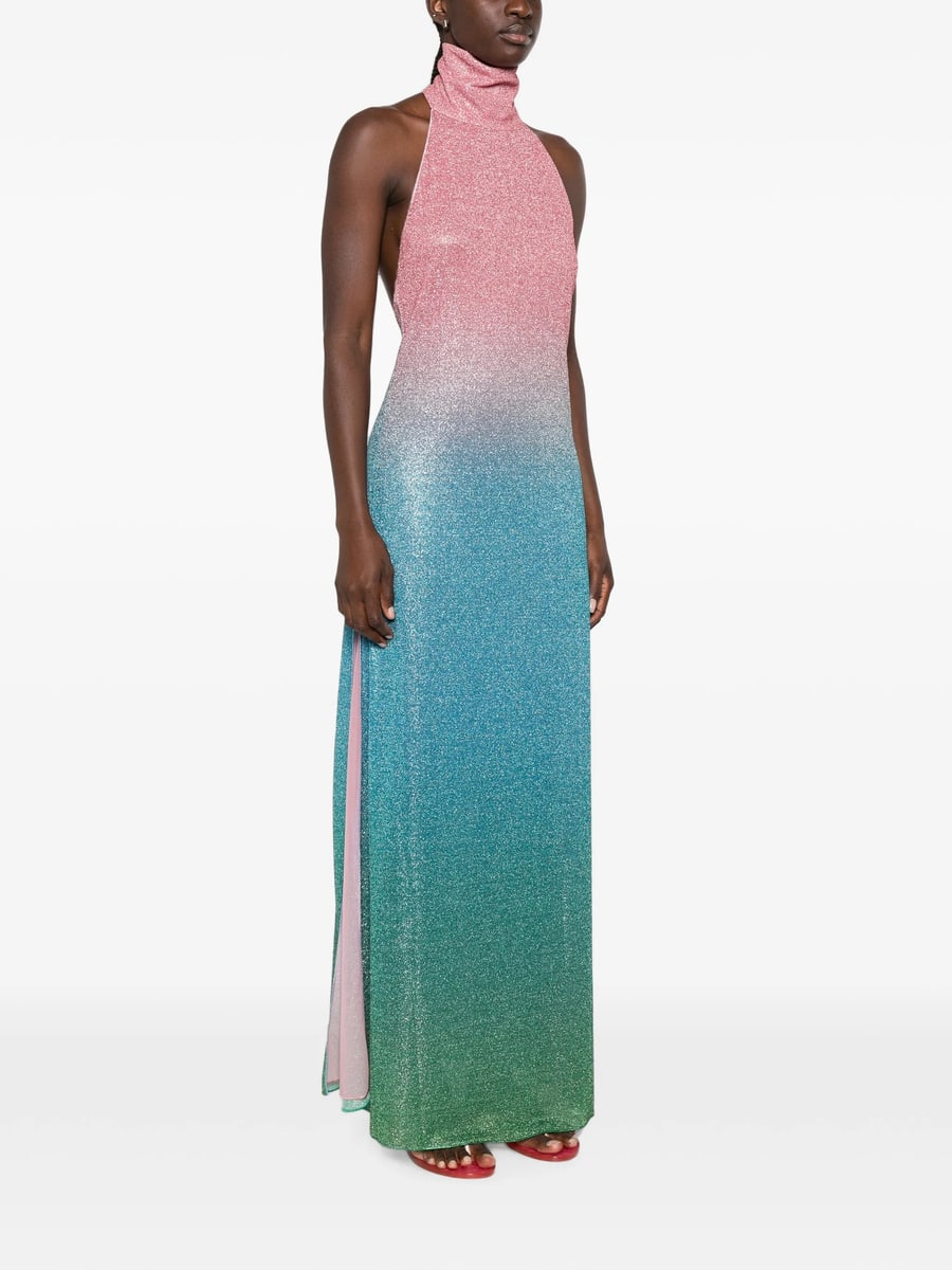 Oséree Oséree Gradient-effect Halterneck Maxi Dress, view 5