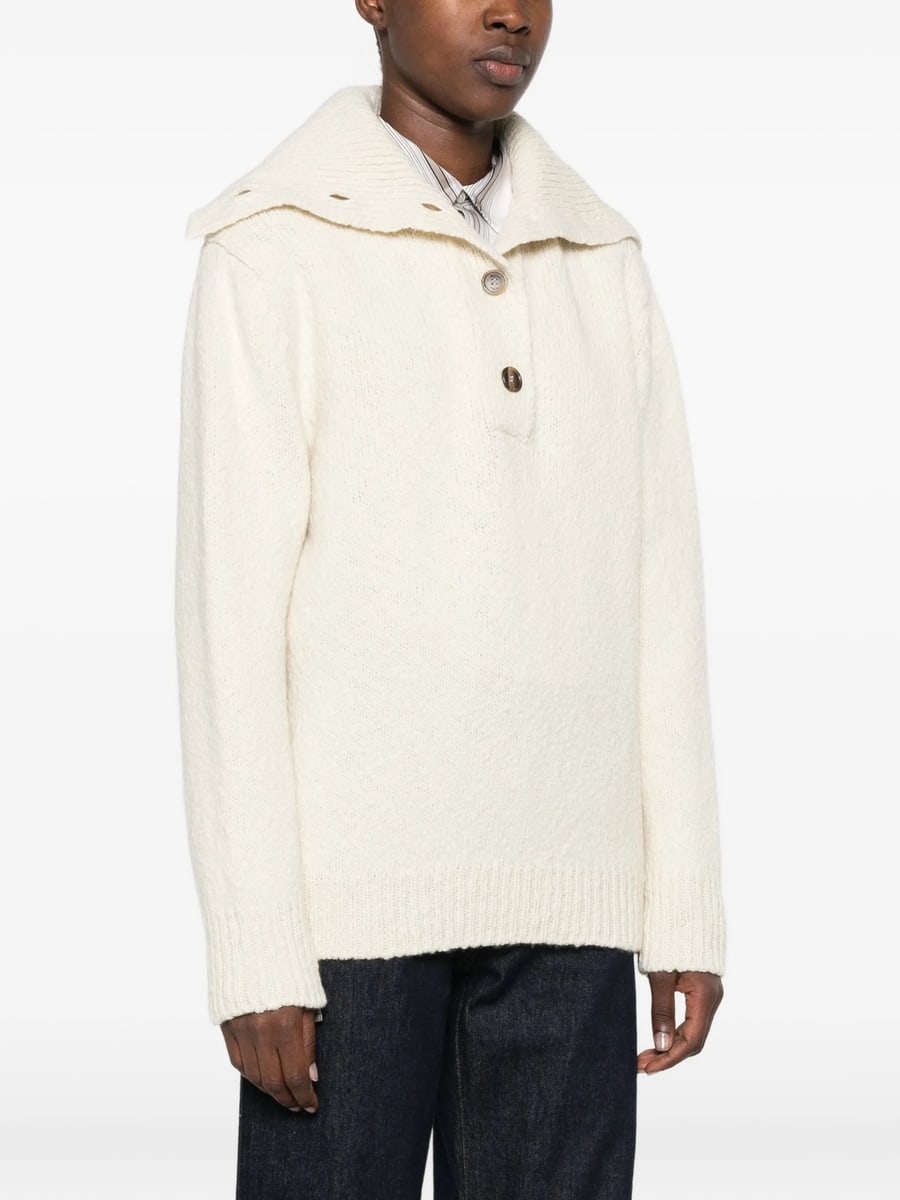 Malo Malo Button-up Sailor-collar Knit, view 3
