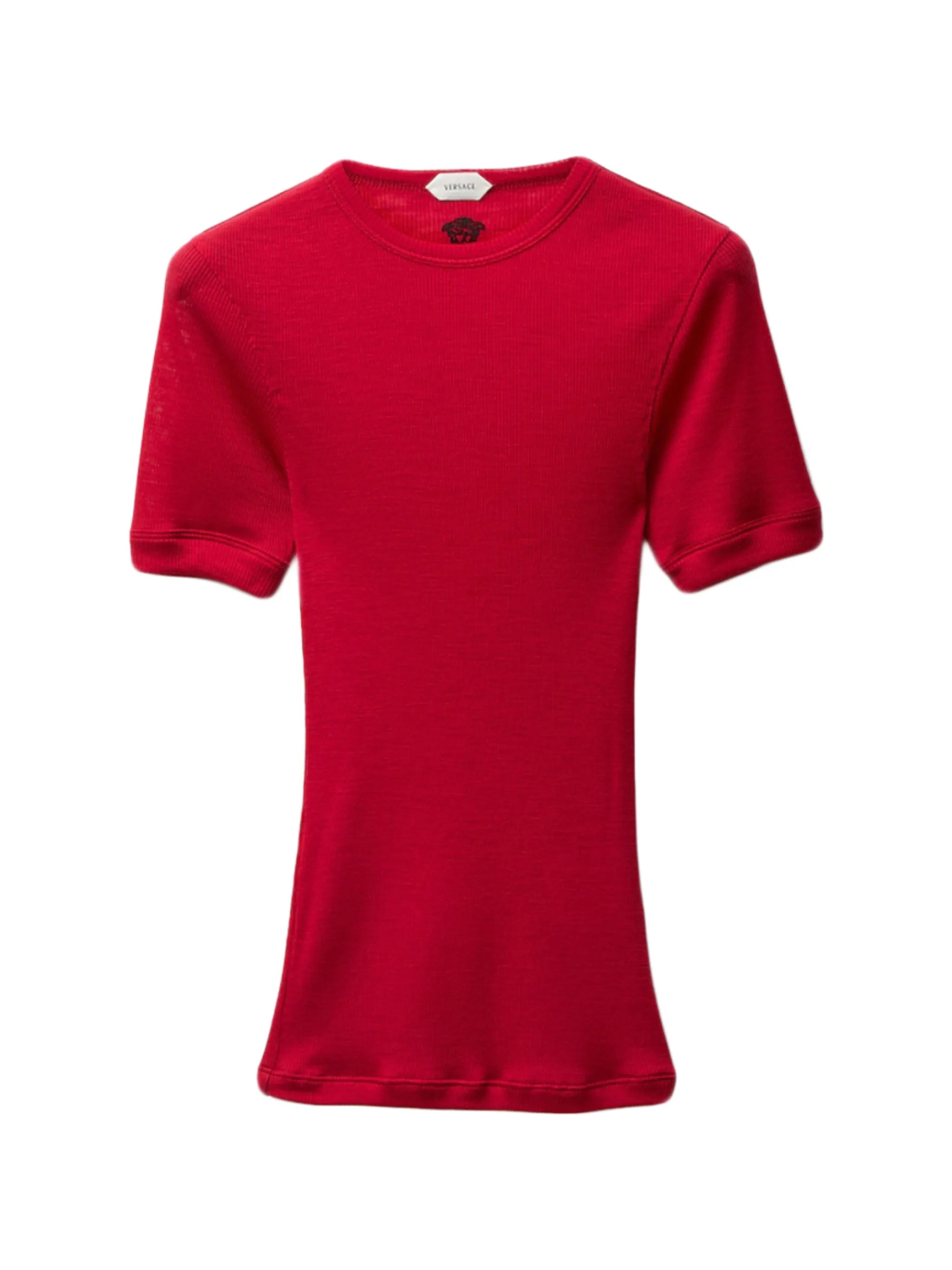 Versace Versace Embroidered Wool Ribbed Knit T-shirt, view 2