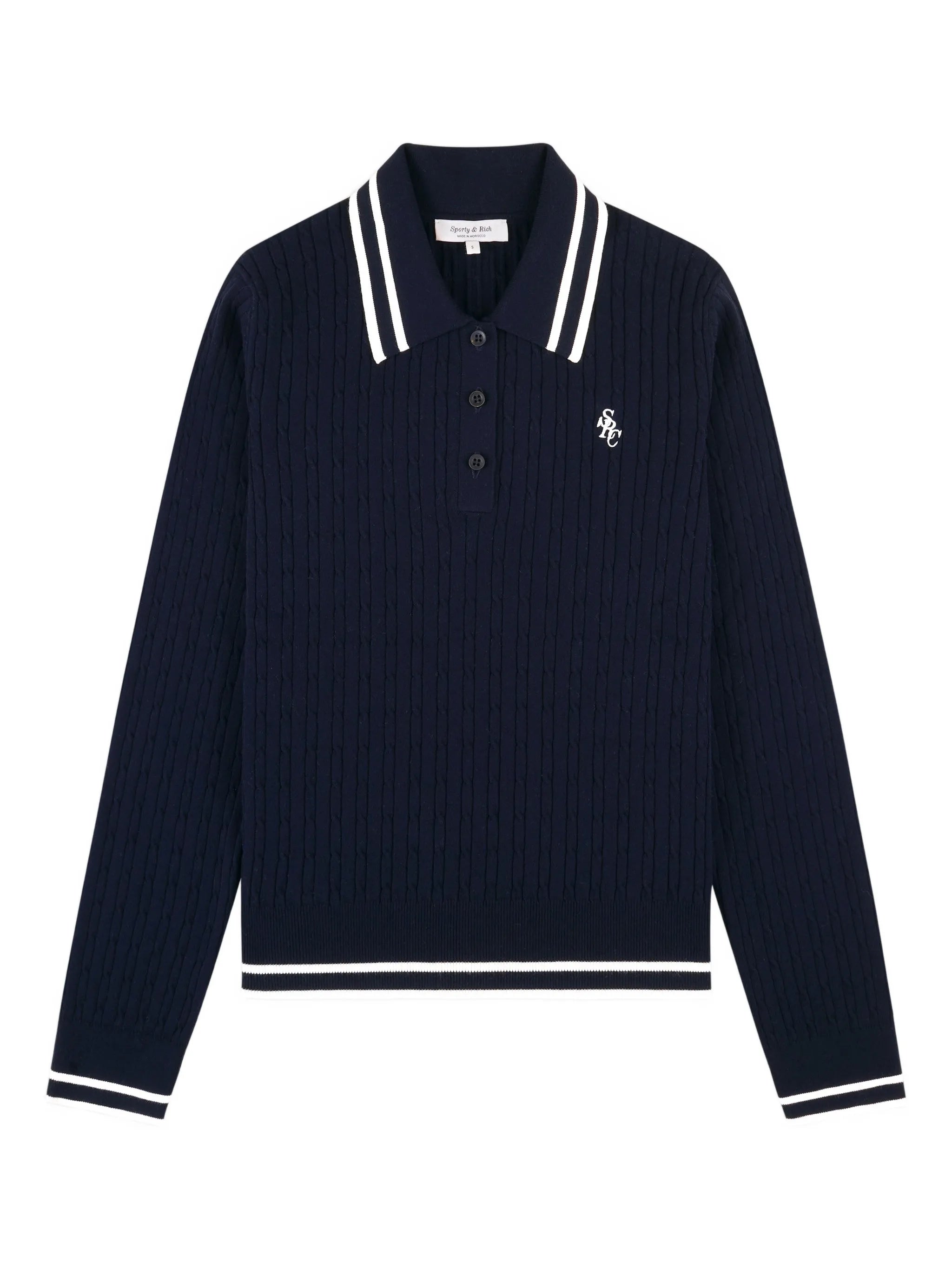 Sporty & Rich Sporty & Rich Cable-knit Striped Polo Shirt