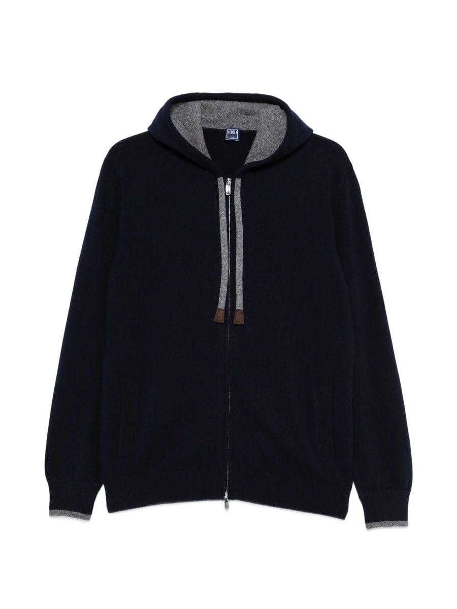 Fedeli Fedeli Davis Zip-up Drawstring Knitted Hoodie