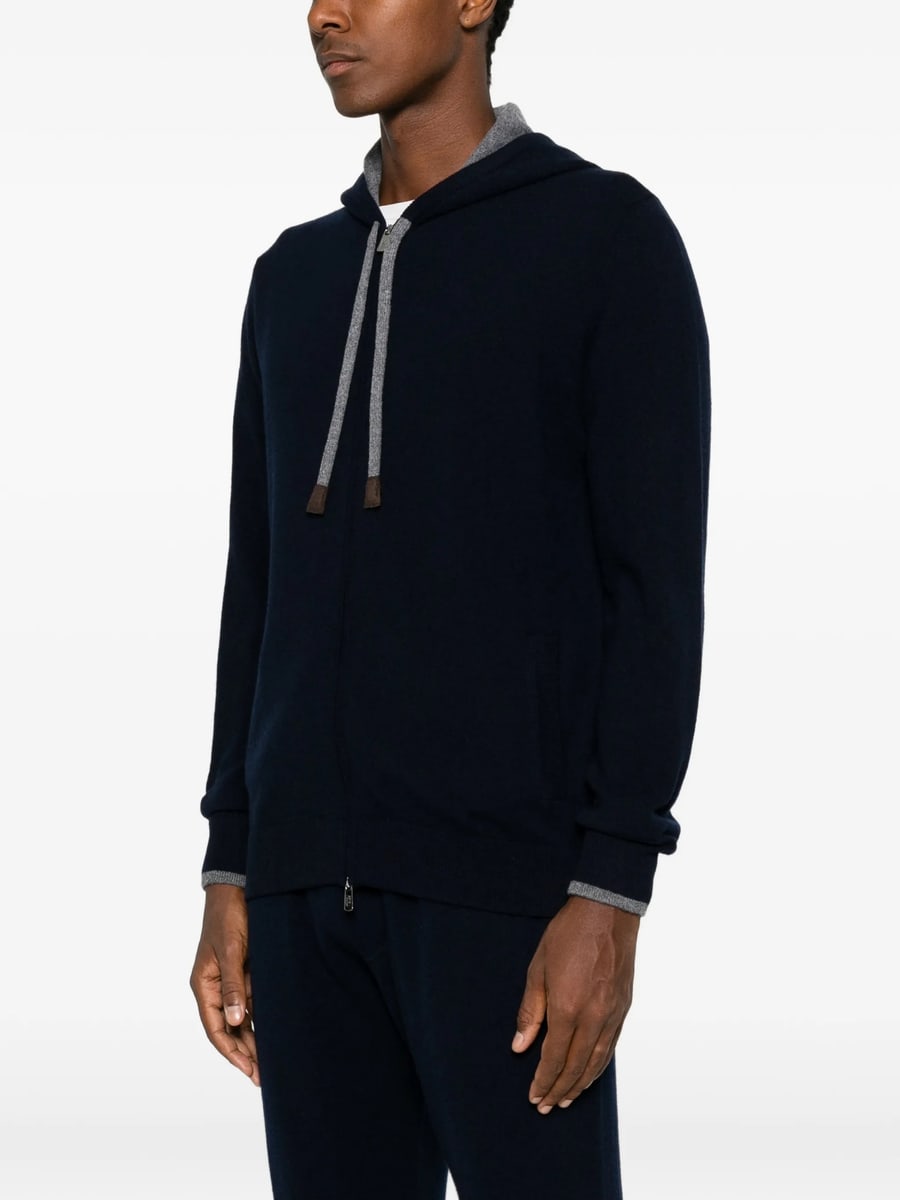 Fedeli Fedeli Davis Zip-up Drawstring Knitted Hoodie, view 2