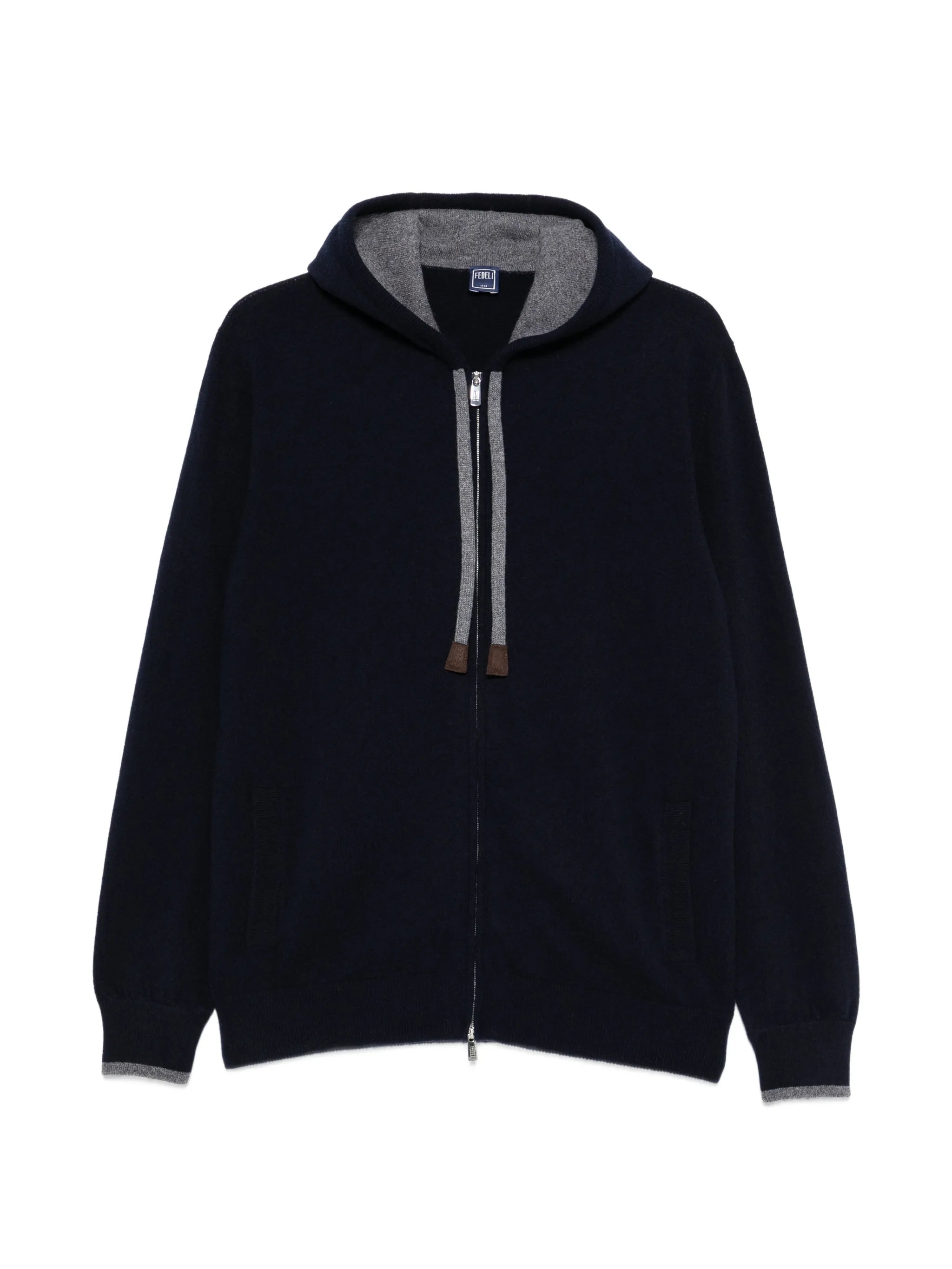 Fedeli Fedeli Davis Zip-up Drawstring Knitted Hoodie