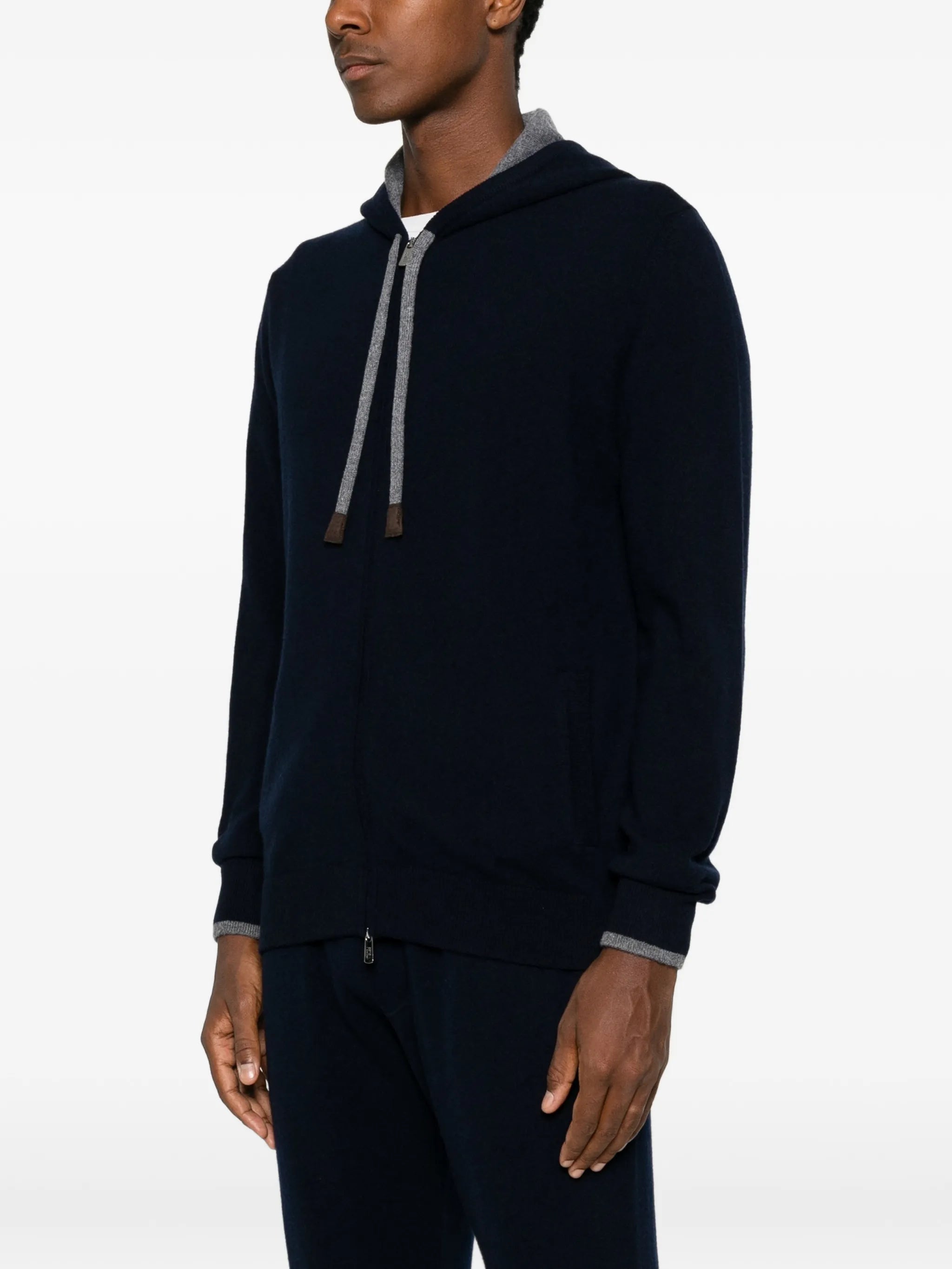 Fedeli Fedeli Davis Zip-up Drawstring Knitted Hoodie, view 2