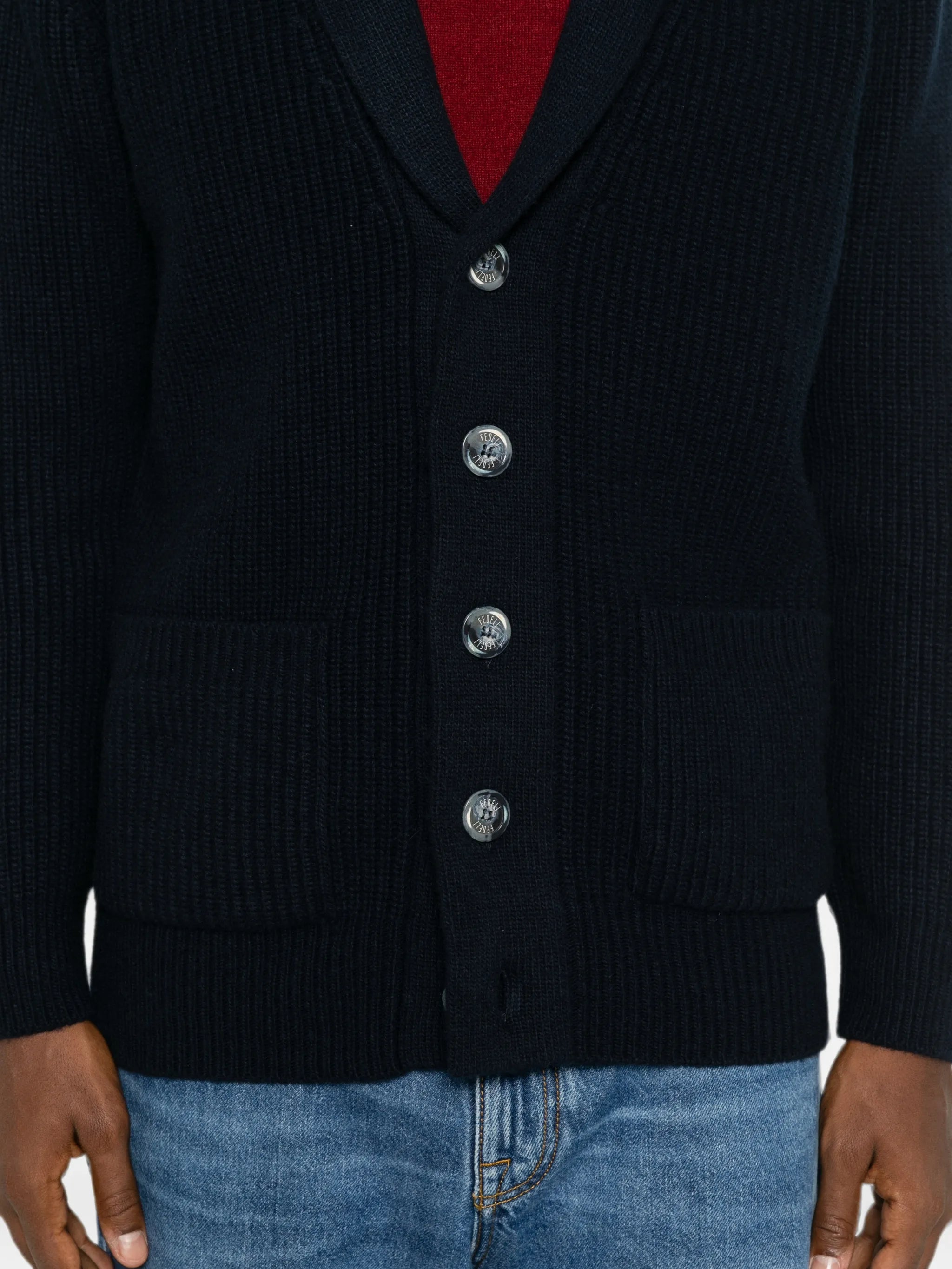 Fedeli Fedeli Ribbed-knit Shawl-collar Cardigan