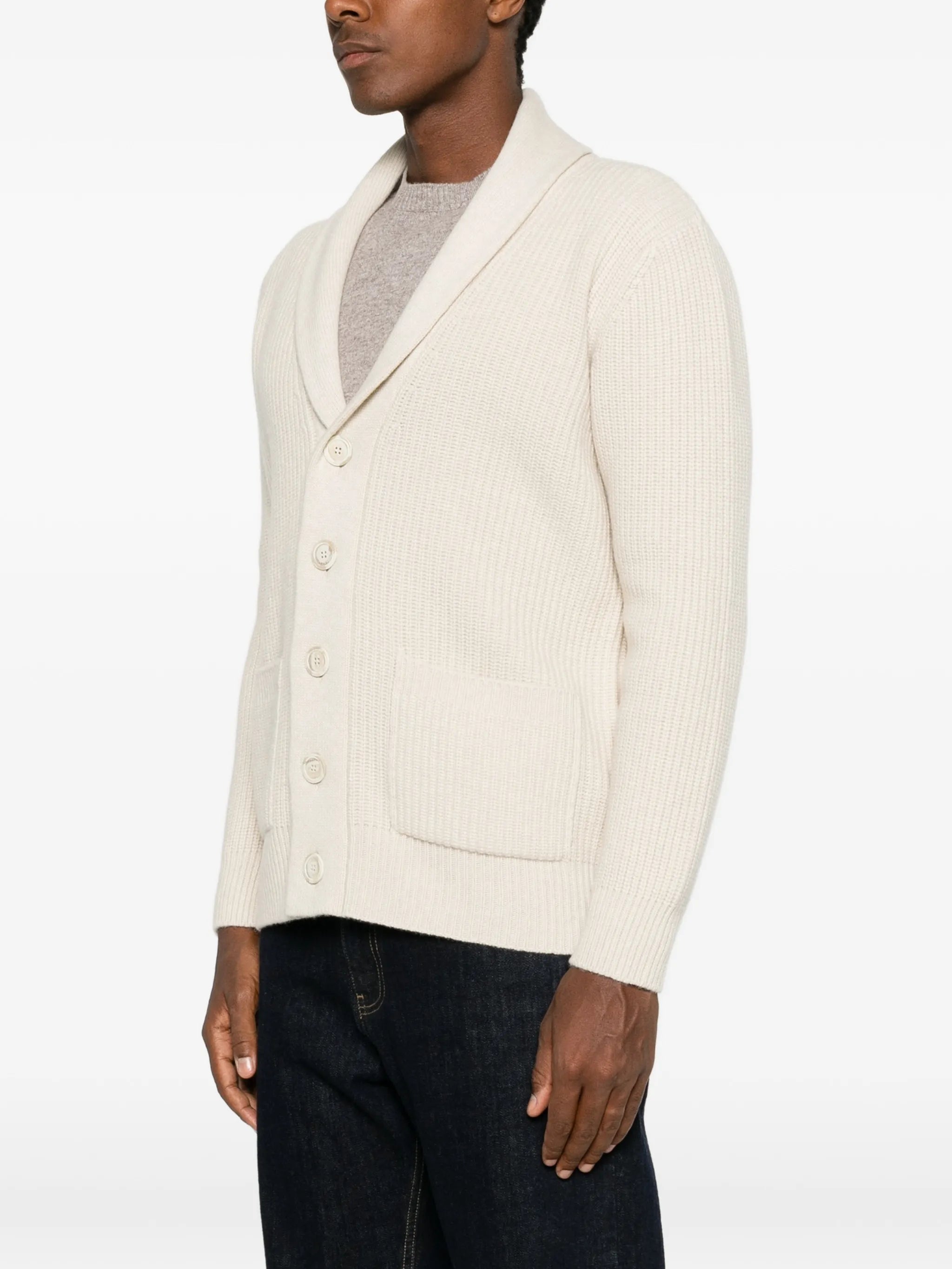 Fedeli Fedeli Ribbed-knit Shawl-collar Cardigan, view 2