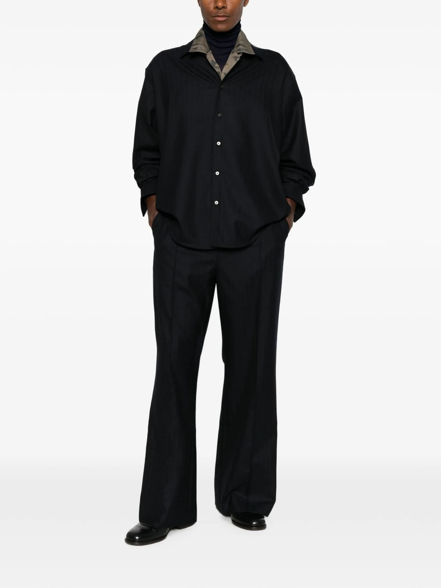 Spina Spina Herringbone-weave Button-down Shirt, view 2