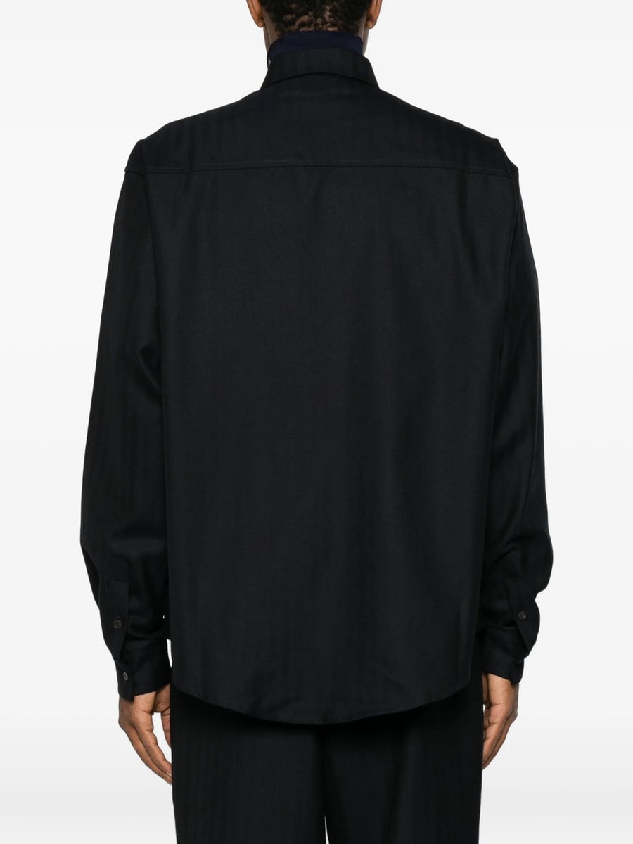 Spina Spina Herringbone-weave Button-down Shirt, view 4