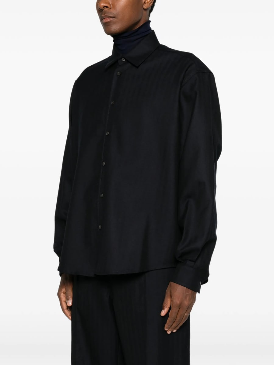 Spina Spina Herringbone-weave Button-down Shirt, view 5