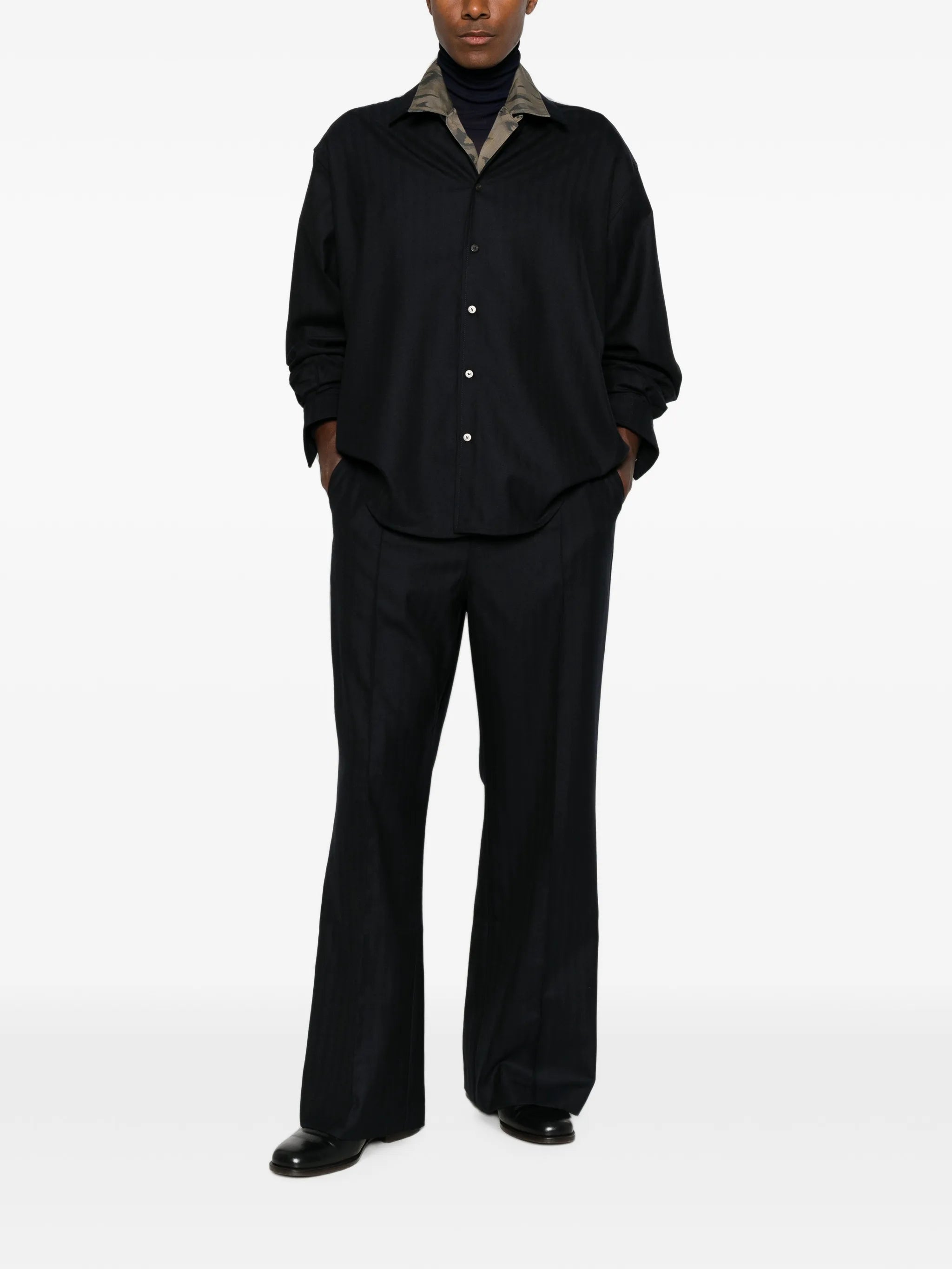 Spina Spina Herringbone-weave Button-down Shirt, view 2