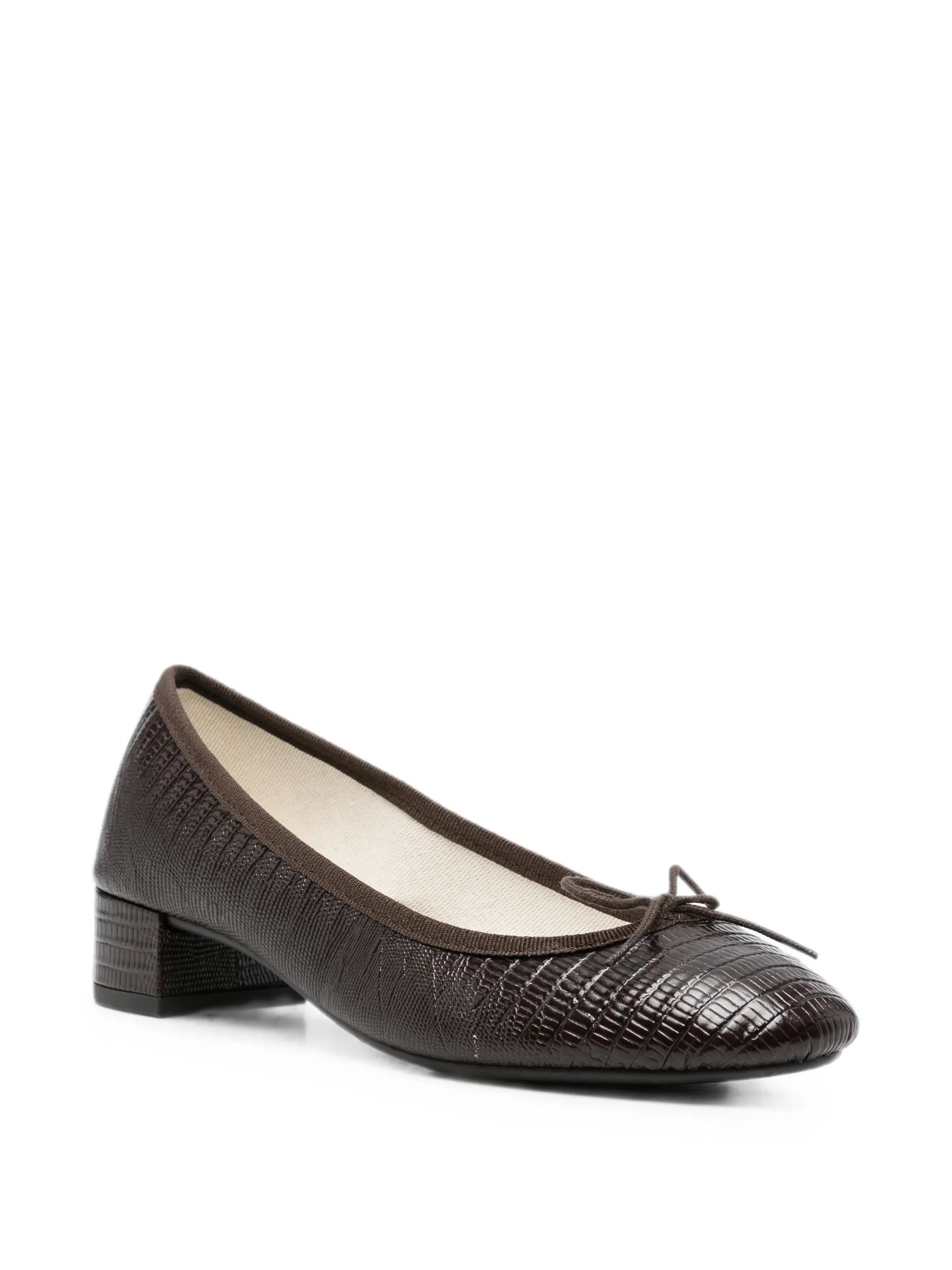 Repetto Repetto Lizard-effect Bow-detail Pumps, view 2