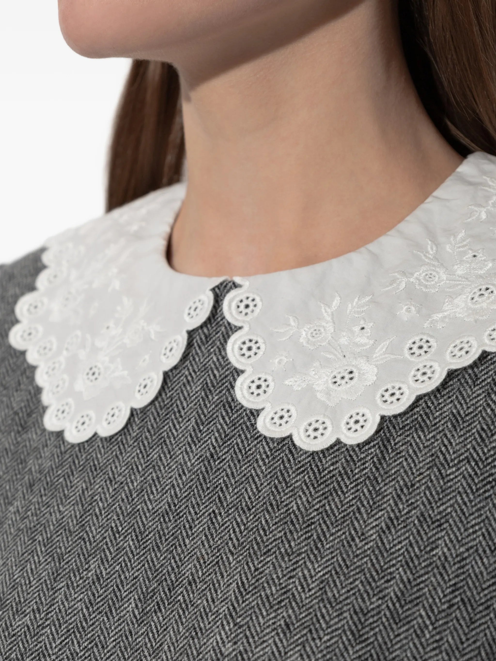 self-portrait Self-portrait Herringbone Lace Collar Mini Dress, view 2