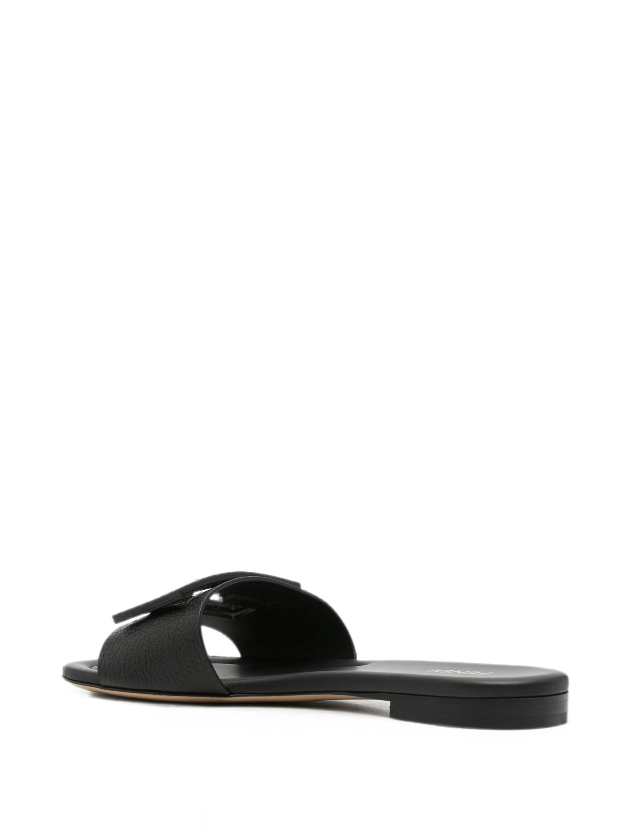 Fendi Fendi Baguette FF-logo Leather Slides, view 2
