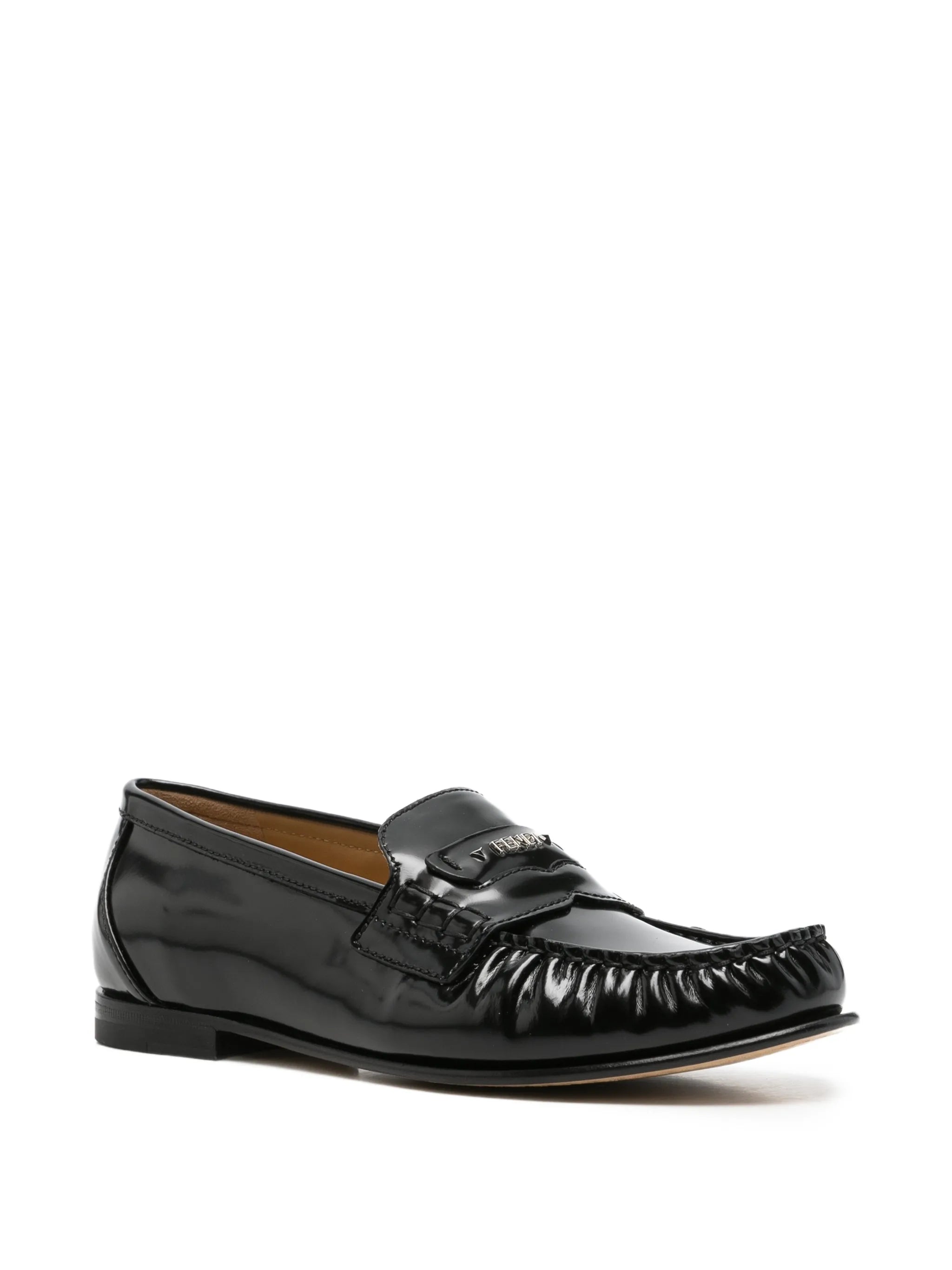 Fendi Fendi Scrunch Logo-plaque Gathered Loafers, view 2