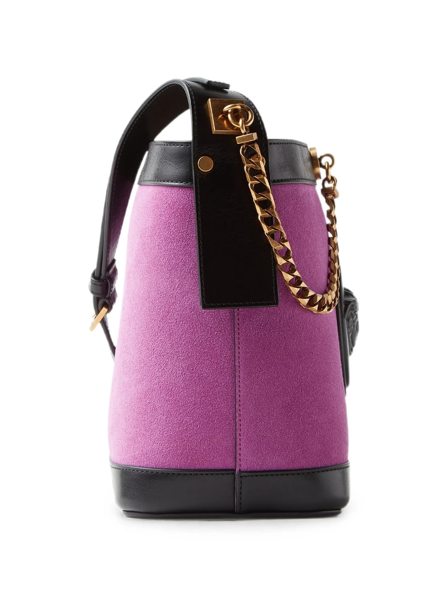 Versace Versace Pivot Mini Suede Bucket Bag, view 2