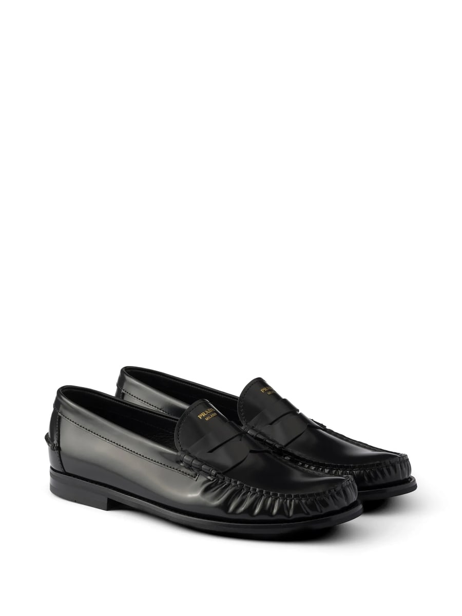 Prada Prada Brushed Leather Loafers, view 5