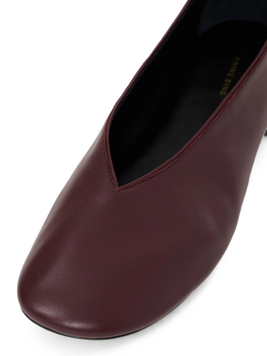 Anine Bing Anine Bing Ana Ballet Flats Smooth Leather - Fig, view 5